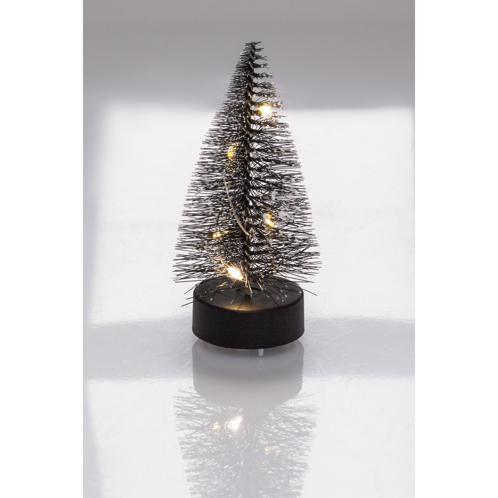 Deko-Tannenbaum mit 5 LEDs, 10 cm, schwarz