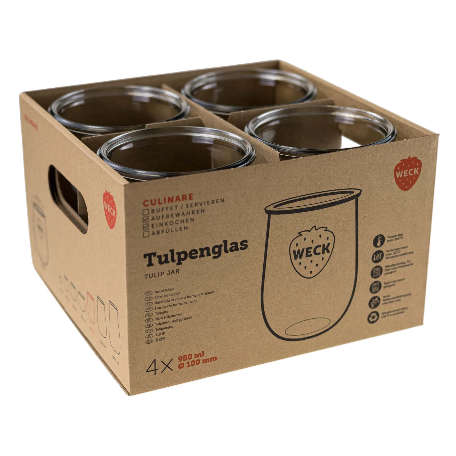 WECK Culinare Tulpenglas 950 ml, 4er Karton