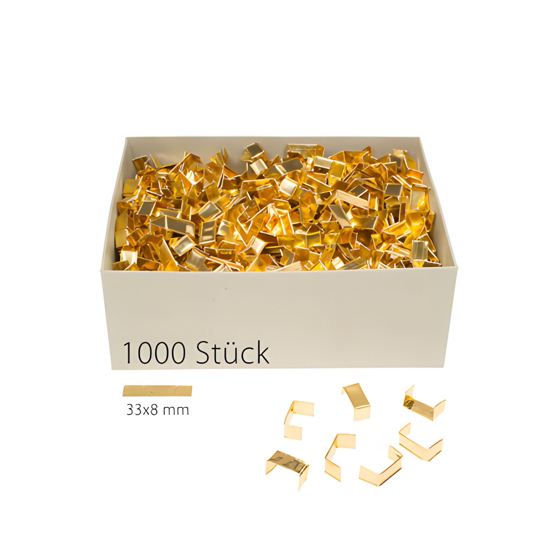 U-Clips 33 x 8 mm gold, 1000 Stück