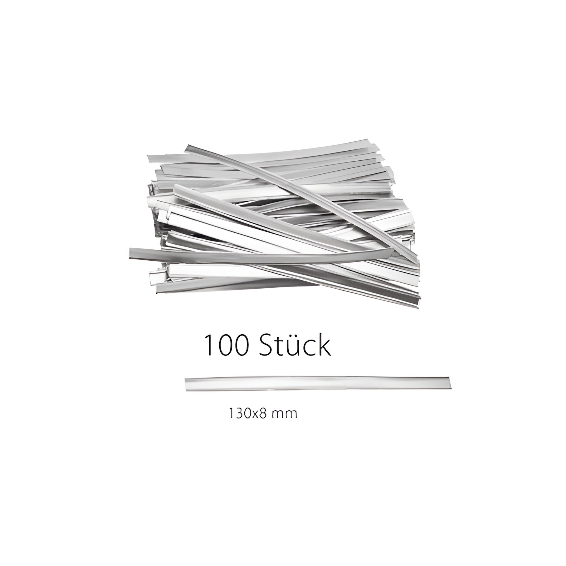 Clipbandverschlüsse 130 x 8 mm silber, 100 Stück