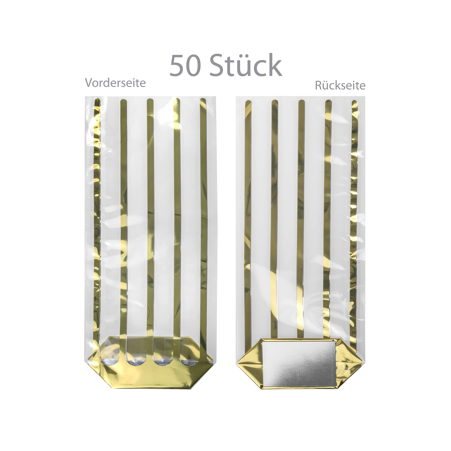 Kreuzbodenbeutel 'King gold' 100 x 220 mm, PP 500, 50 Stück