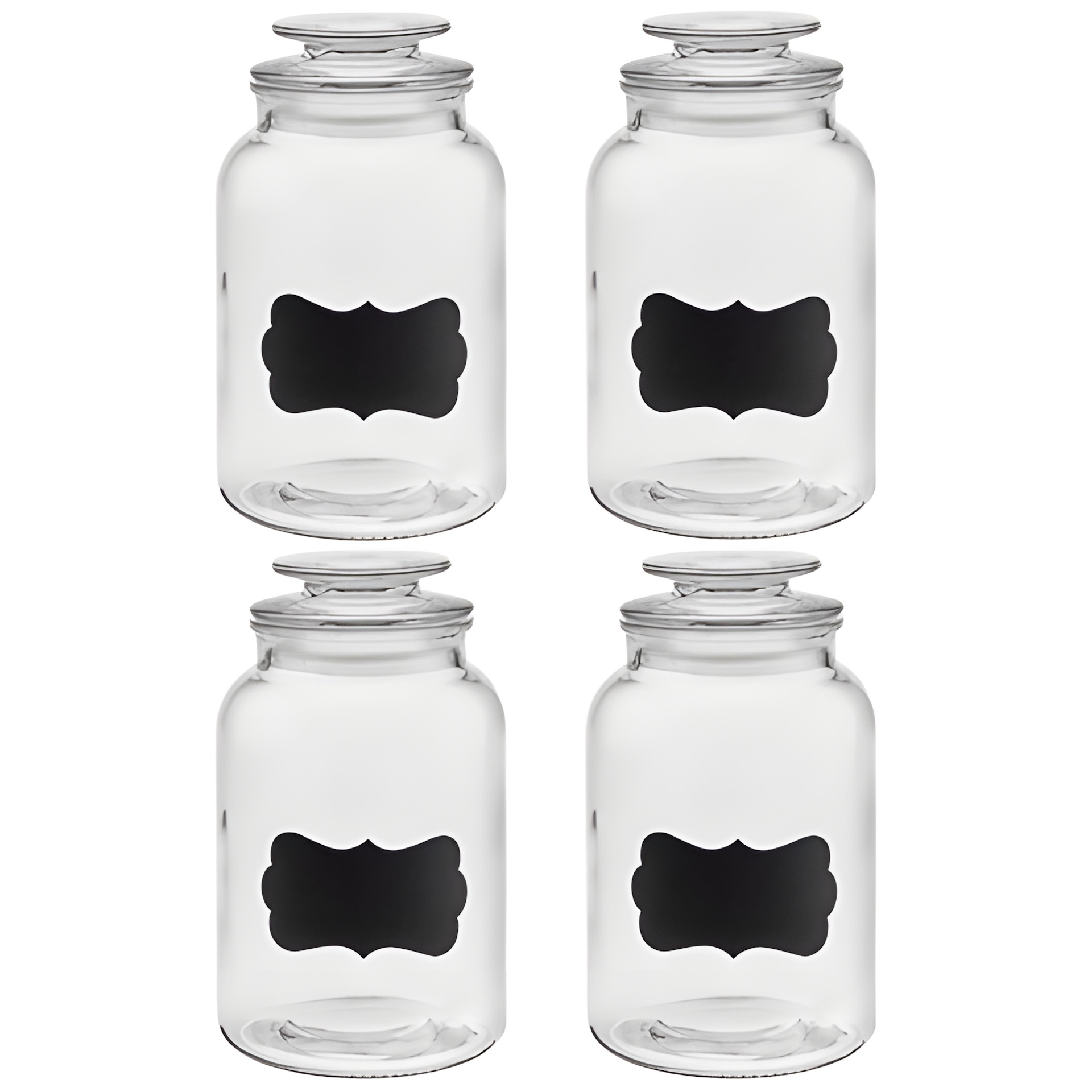 Vorratsglas 1400 ml beschreibbar mit Glasdeckel, 4er Pack