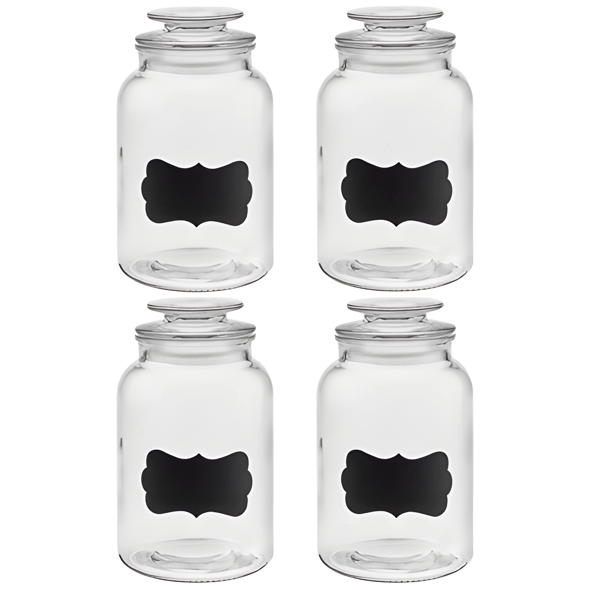 Vorratsglas 1400 ml beschreibbar mit Glasdeckel, 4er Pack