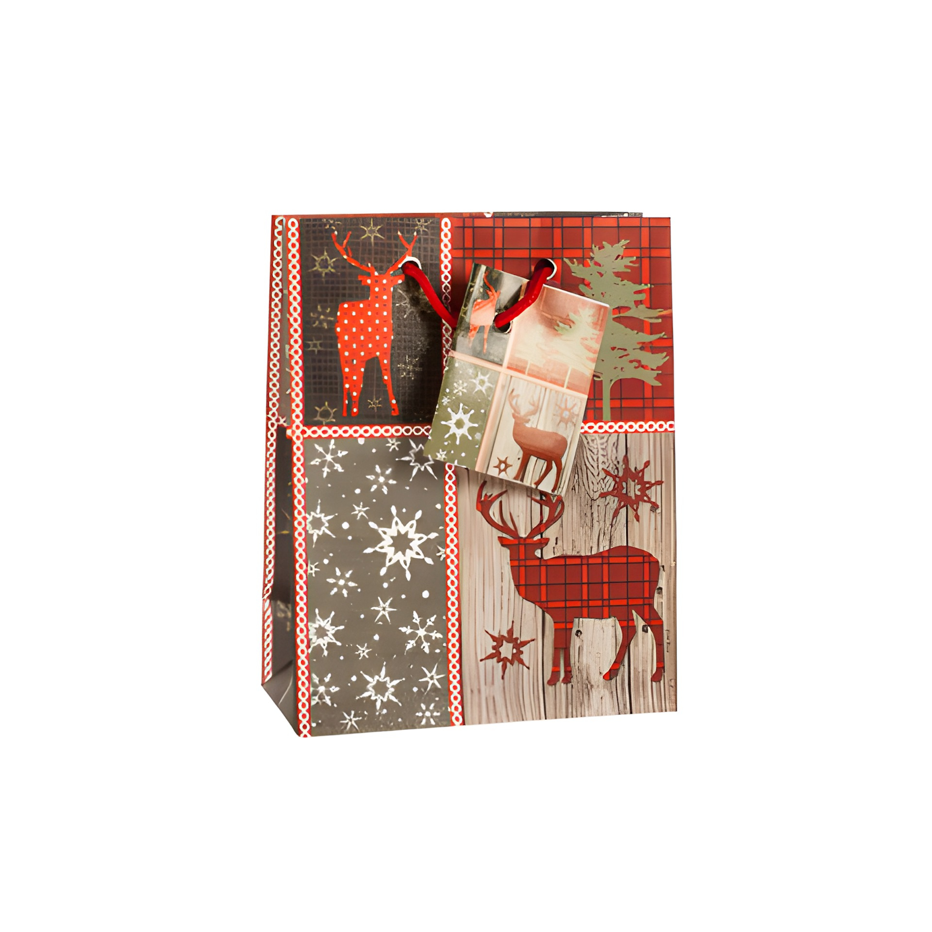 Geschenktasche 'Hirsch' rot/braun   klein