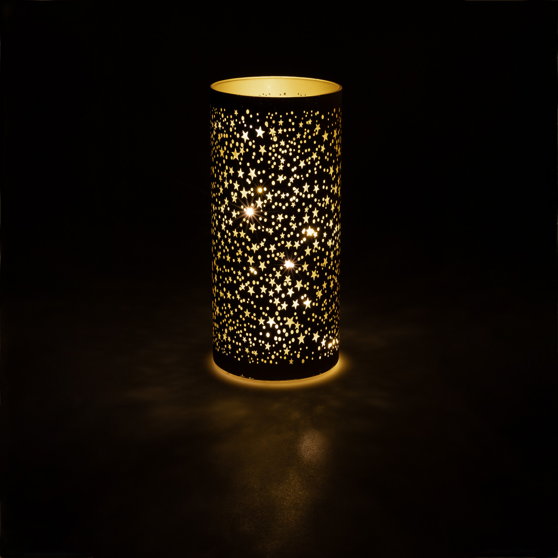 Deko-Glaslampe 'Sterne' 20 cm, gold, 10 LEDs mit Timer