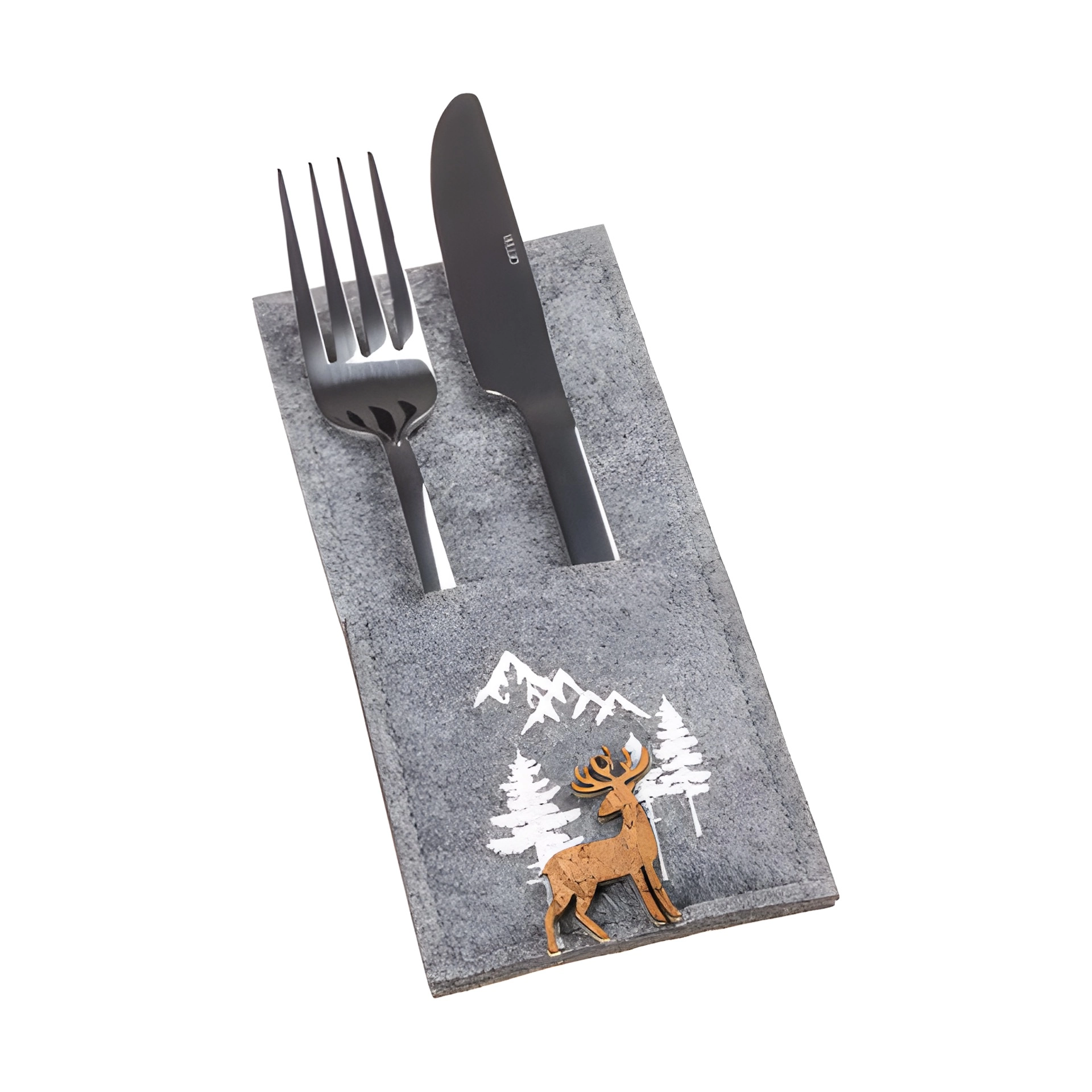 Besteckhalter 'Hirsch' aus Filz, 8 x 20 cm