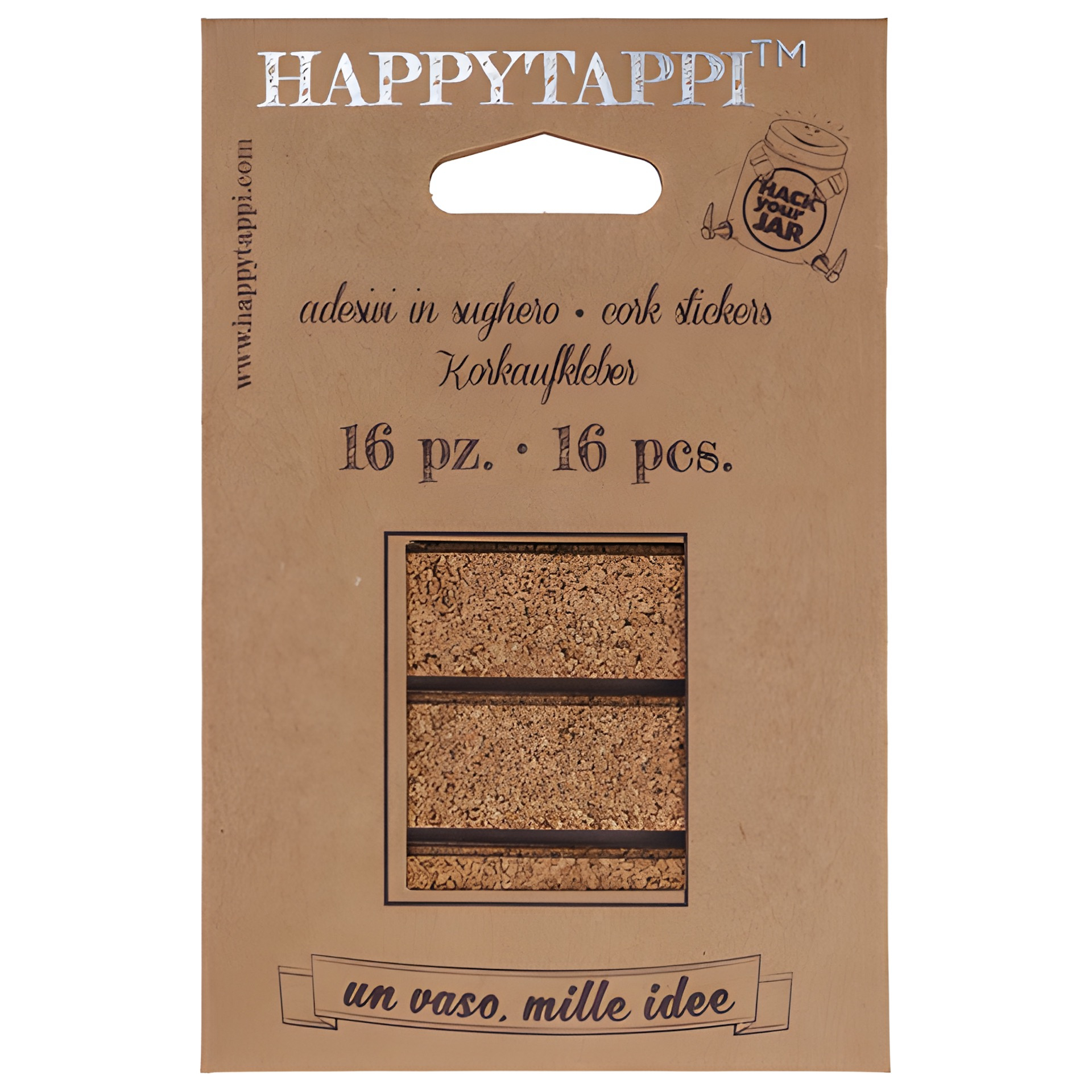 HappyTappi Kork-Sticker 73 x 18 mm, 16 Stück
