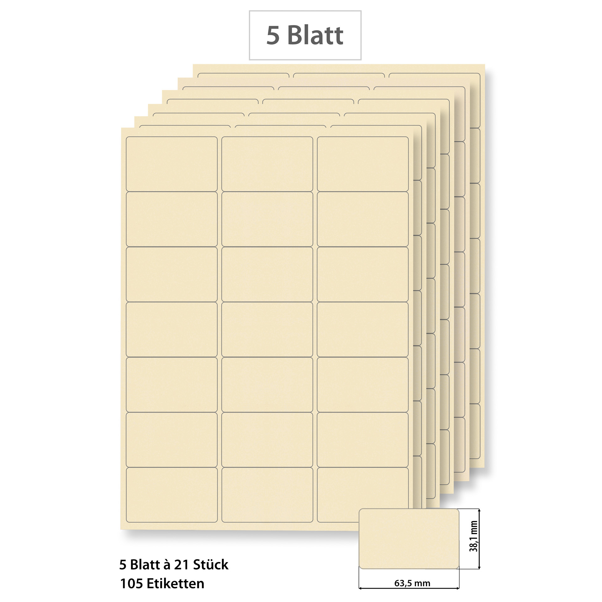Steffis Etiketten 63,5 x 38,1 mm creme - 5 Blatt A4