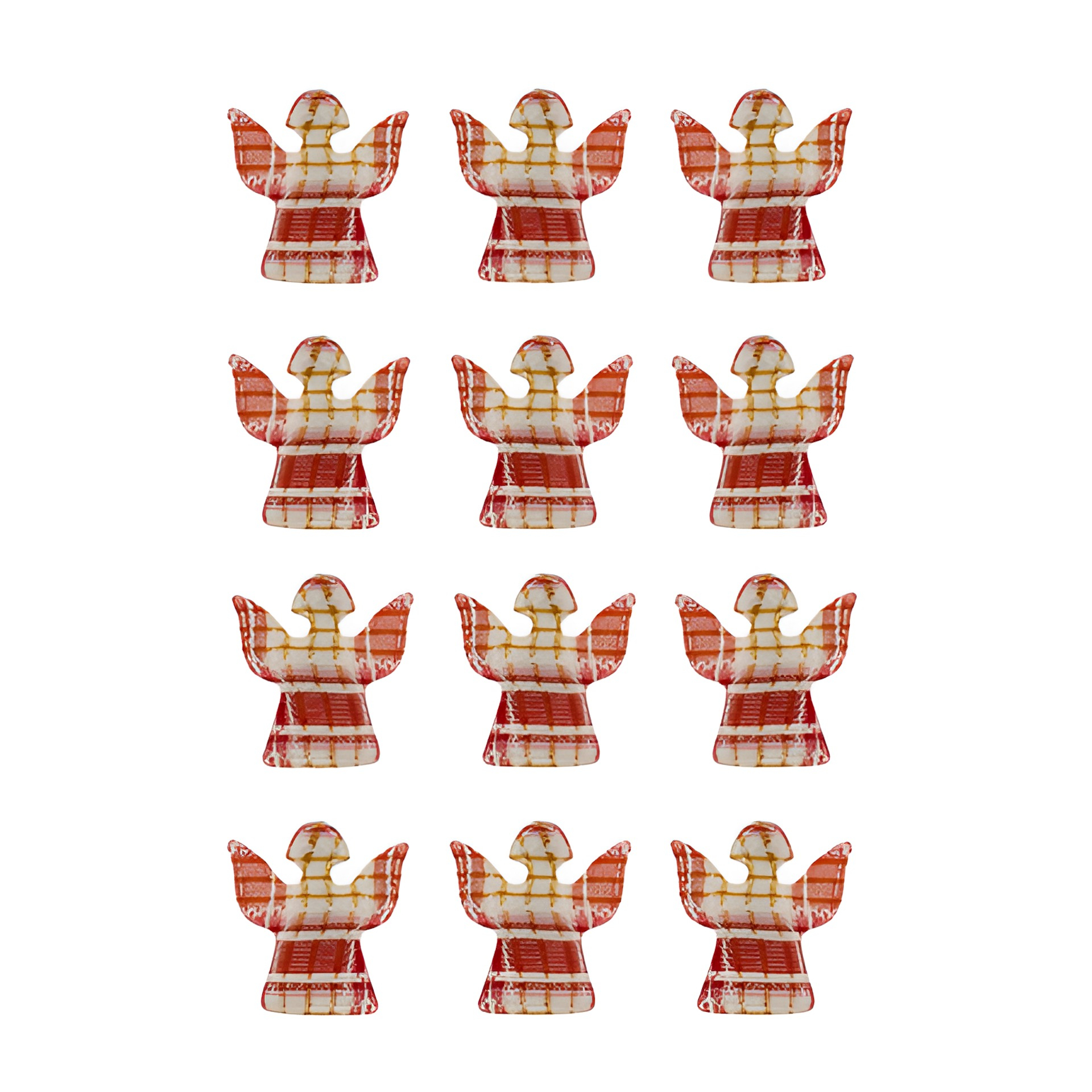Stoff-Sticker 'Engel' rot kariert - 12er Pack