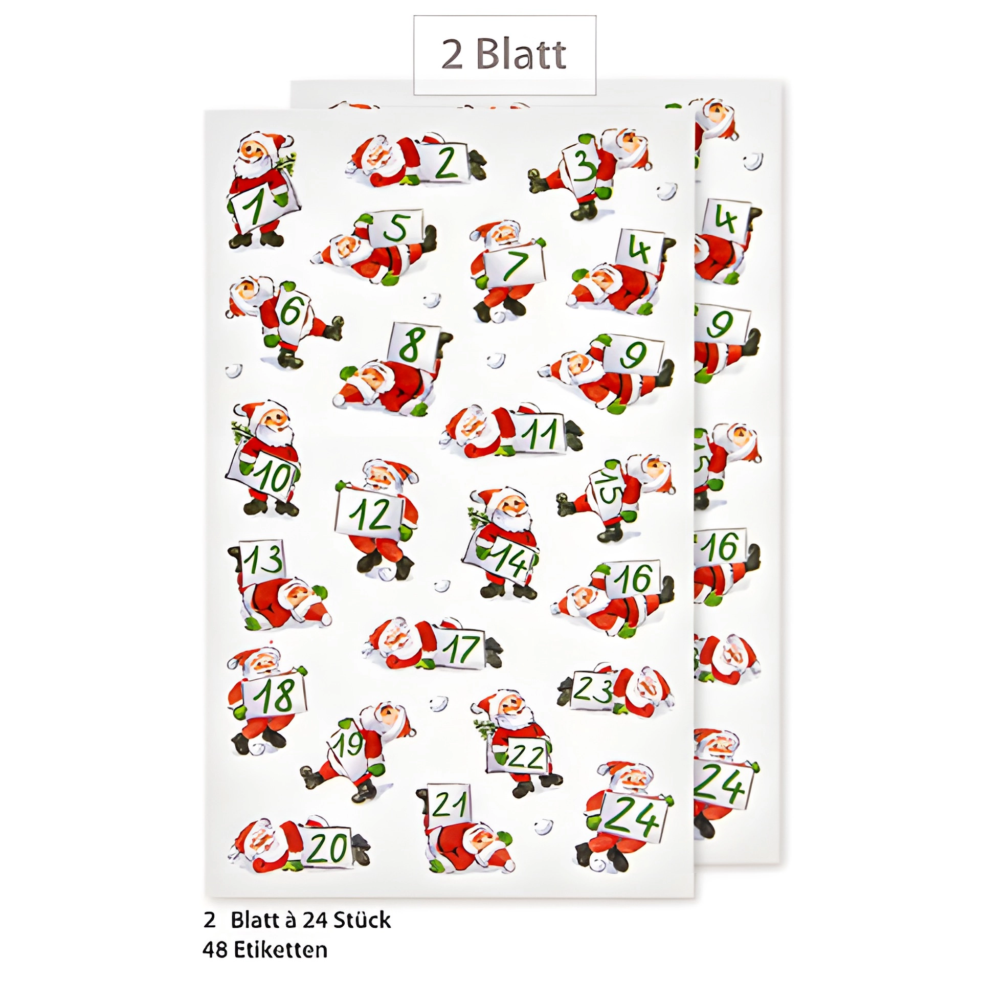 Adventskalender-Zahlen Weihnachtsmänner, 48 Stück