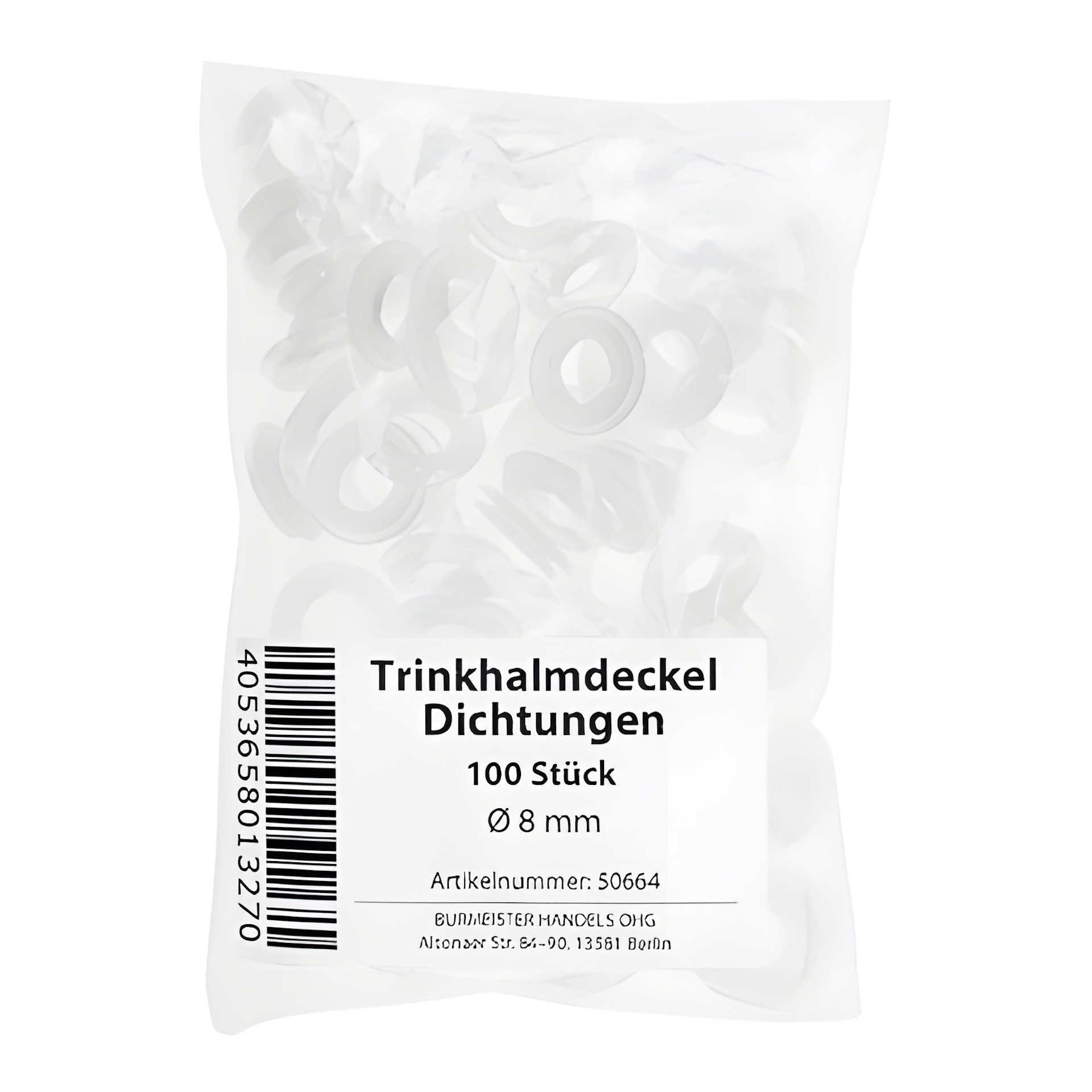 Trinkhalmdeckel Dichtungen Ø 8 mm, 100 Stück