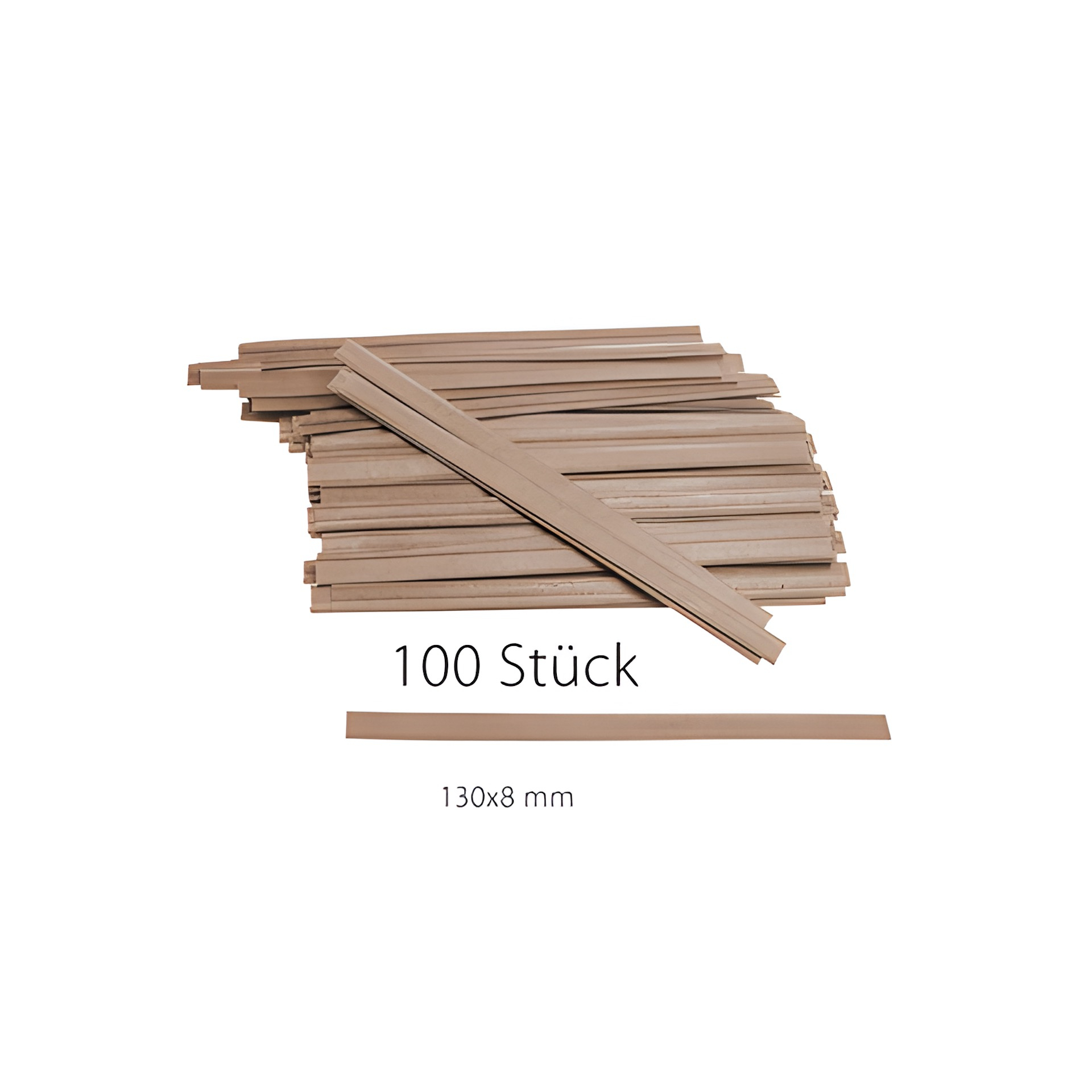 Clipbandverschlüsse 130 x 8 mm natron, 100 Stück