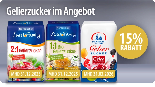 Gelierzucker mit kurzem MHD reduziert