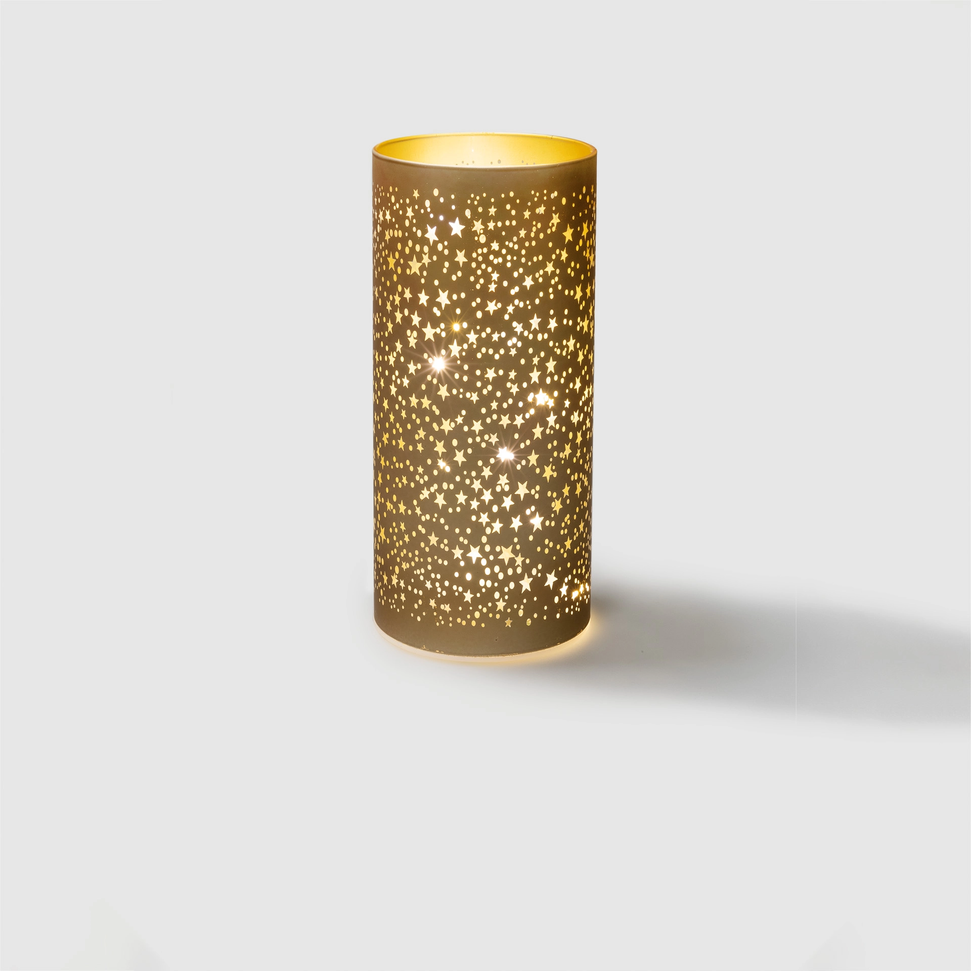 Deko-Glaslampe 'Sterne' 20 cm, gold, 10 LEDs mit Timer