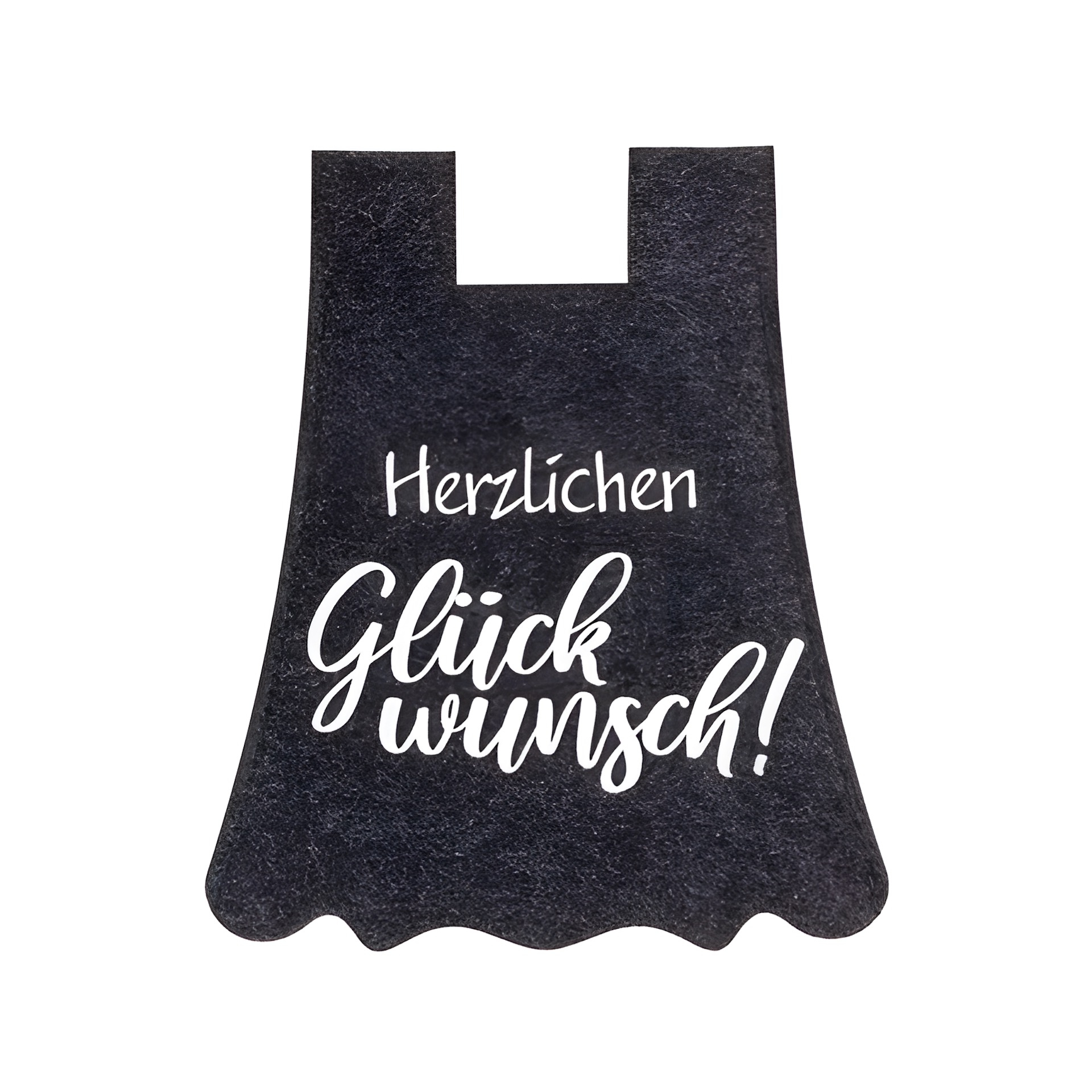 Flaschendeko Filzkleid mit 'Herzlichen Glückwunsch!' anthrazit