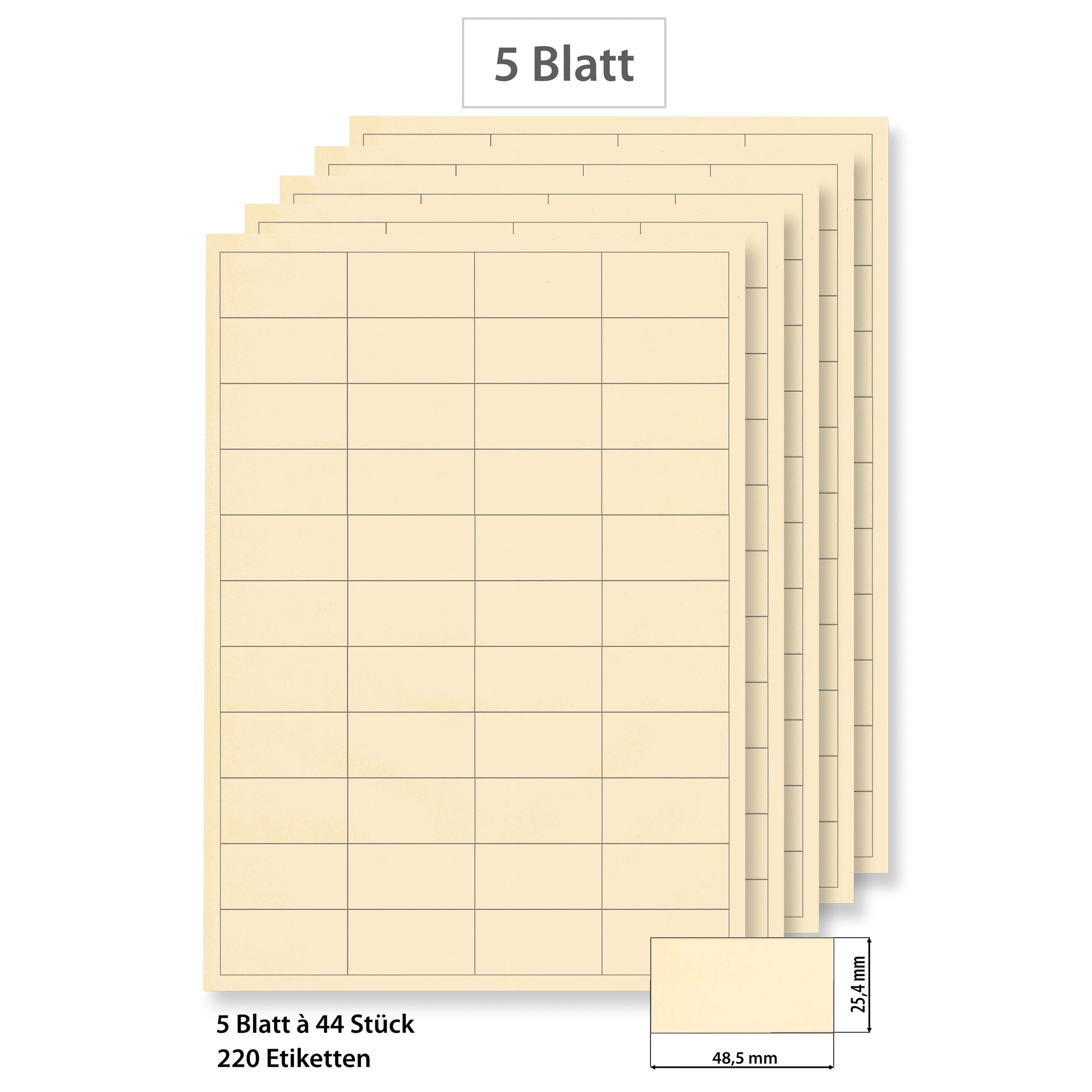 Steffis Etiketten 48,5 x 25,4 mm creme - 5 Blatt A4