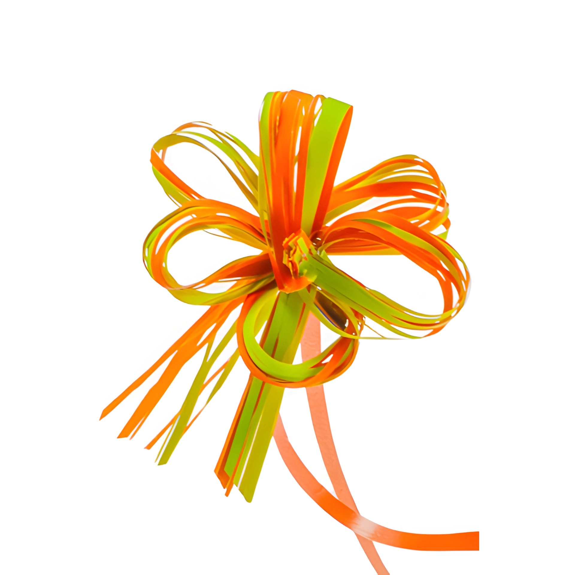 Ziehschleife Faser-Raffia bicolor ca. 80 mm, grün-orange, 10 Stück
