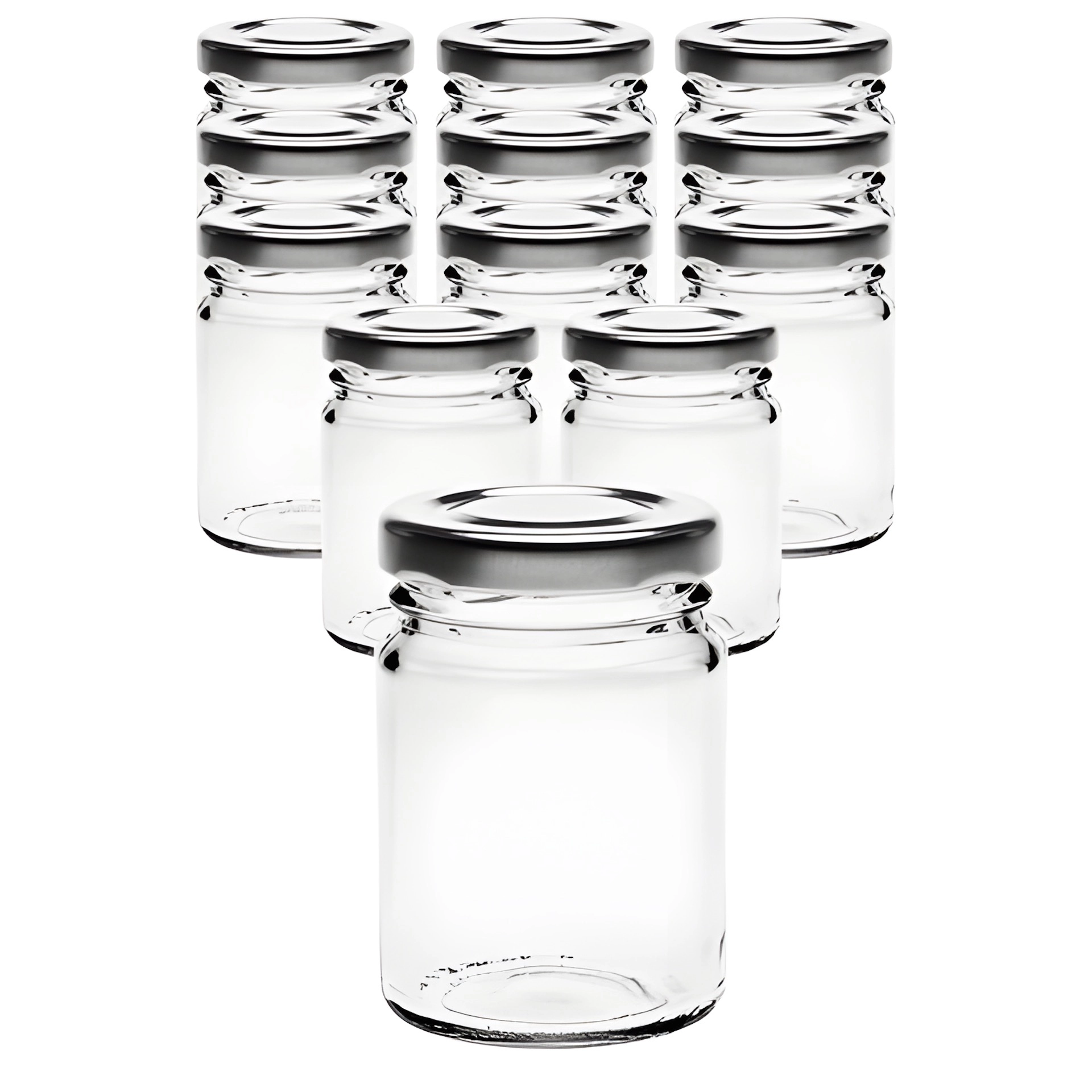 12er Set Pott 106 ml mit Deckel silber