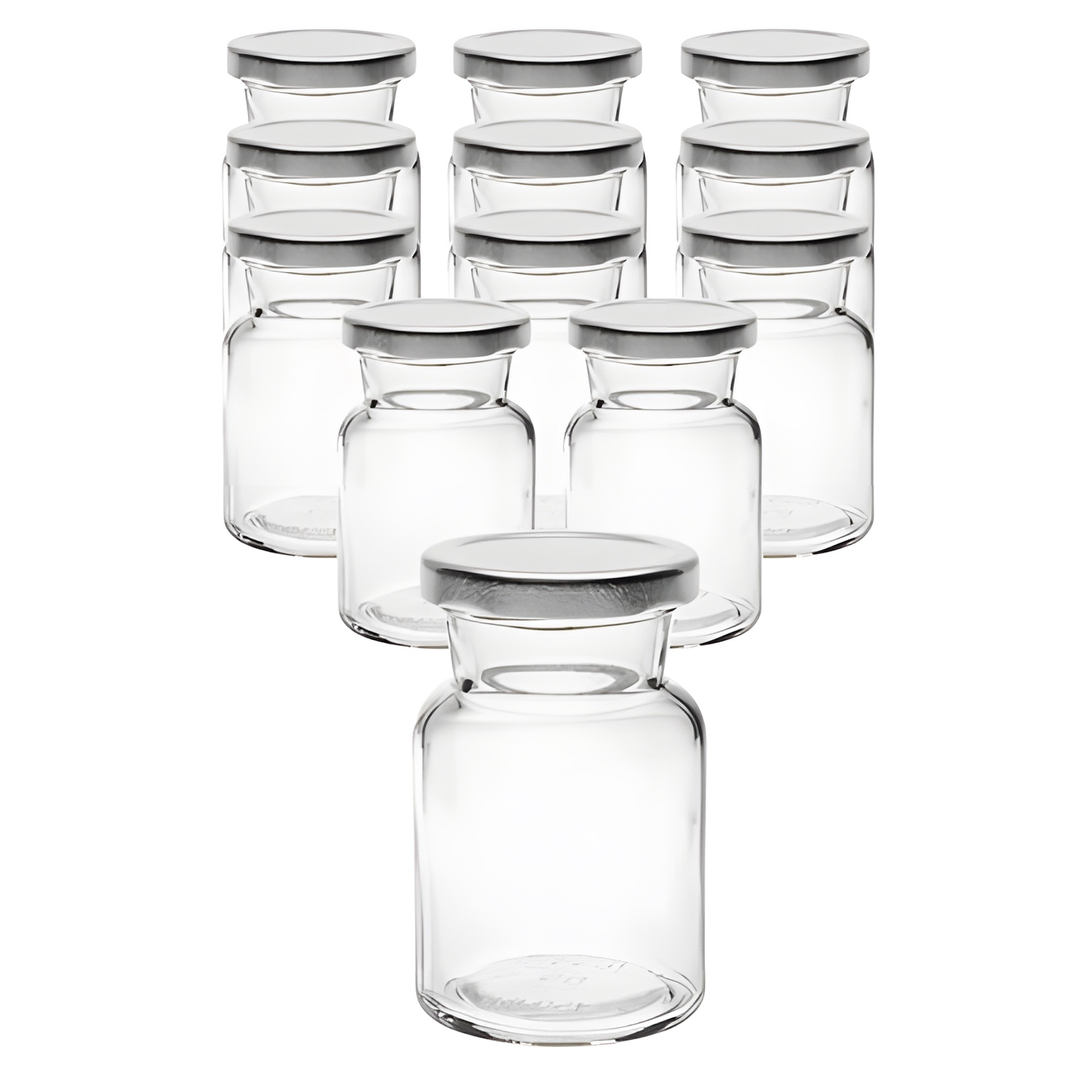 12er Set Rundglas 150 ml mit Deckel silber