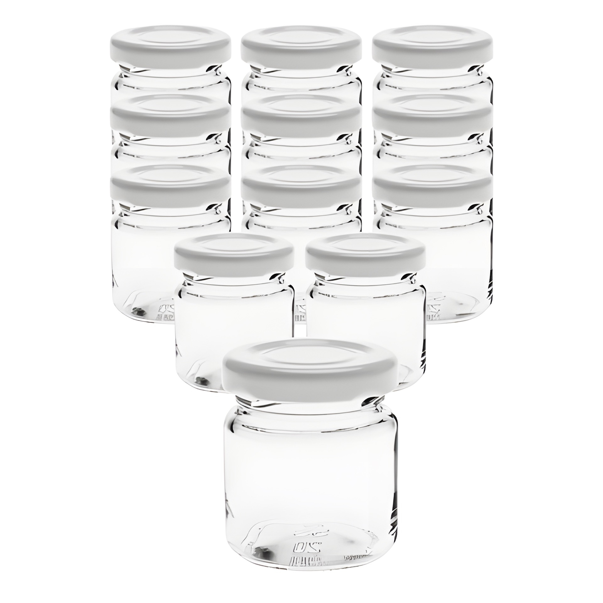 12er Set Rundglas 53 ml mit Deckel weiß