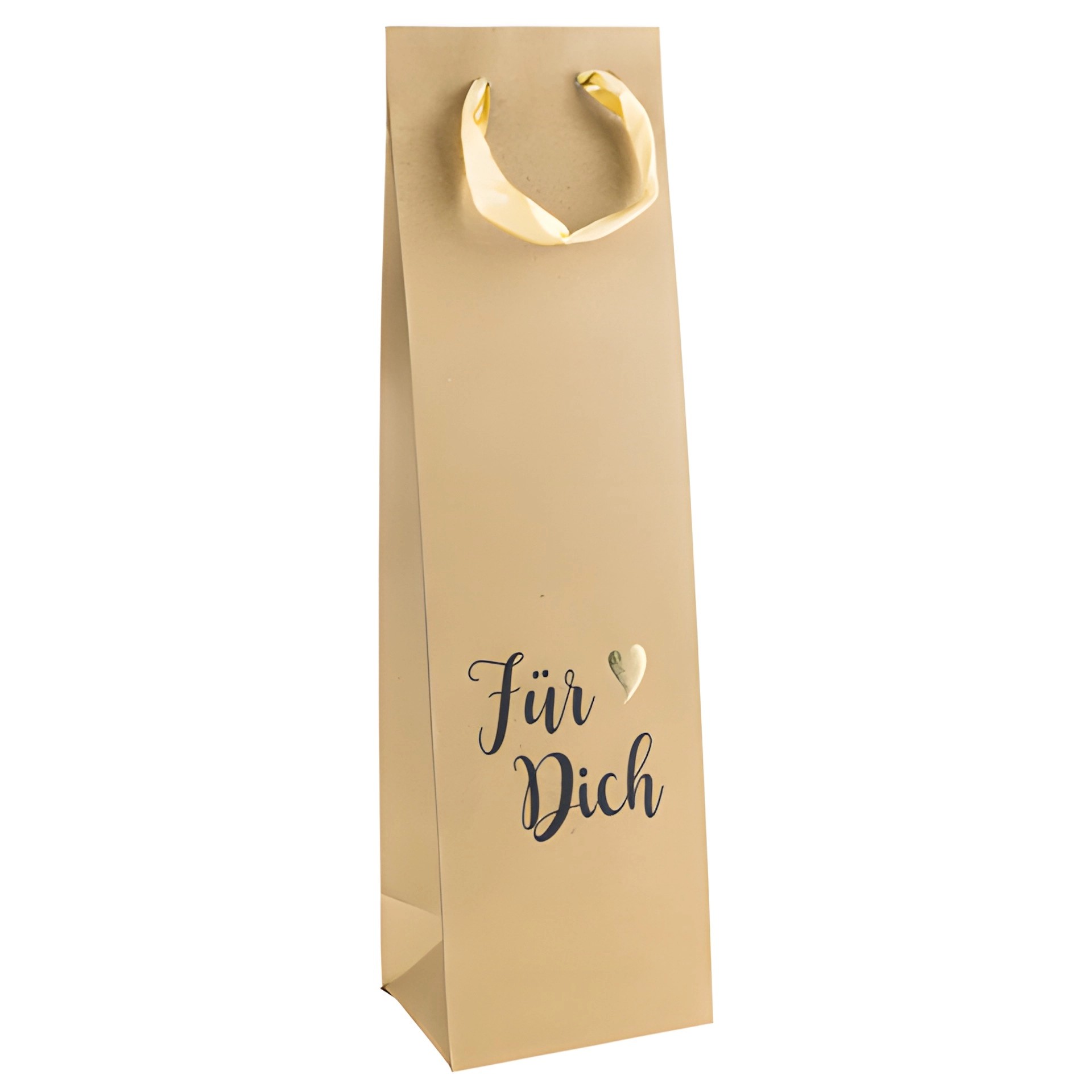 Flaschentasche 'Für Dich' natur, 10 x 8 x 35 cm