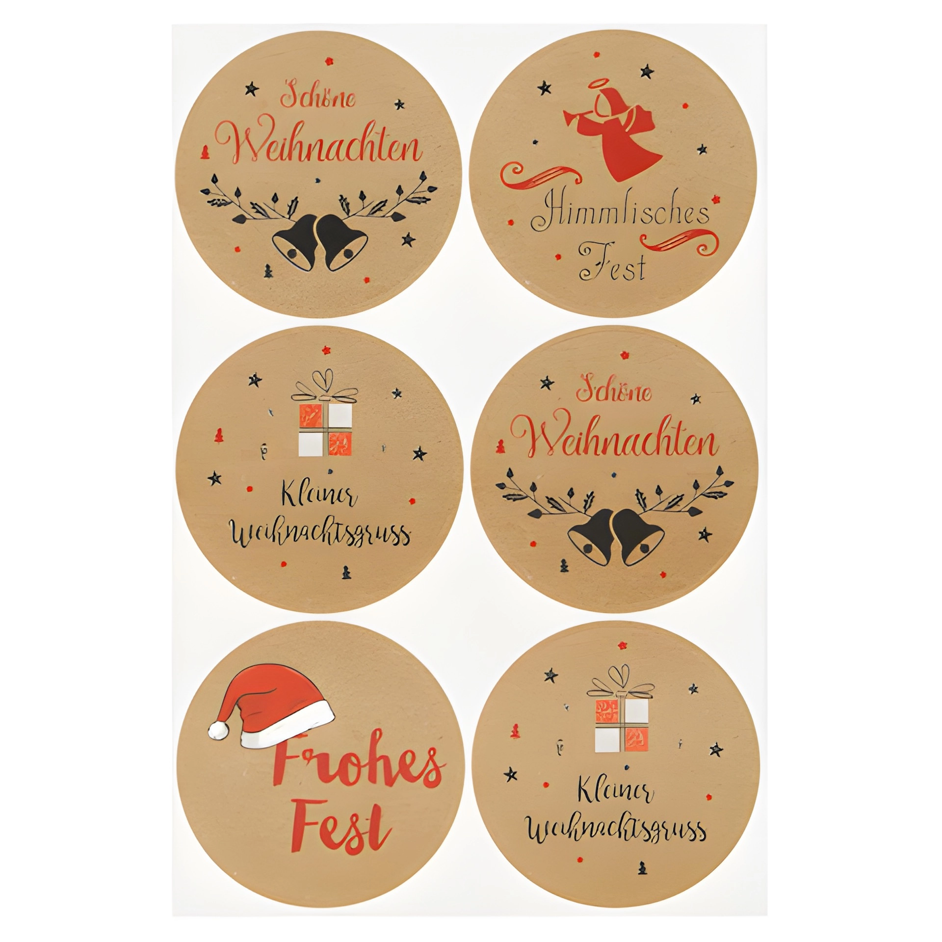 Aufkleber 'Weihnachtsgrüße' Ø 4,5 cm, braun, 48 Stück