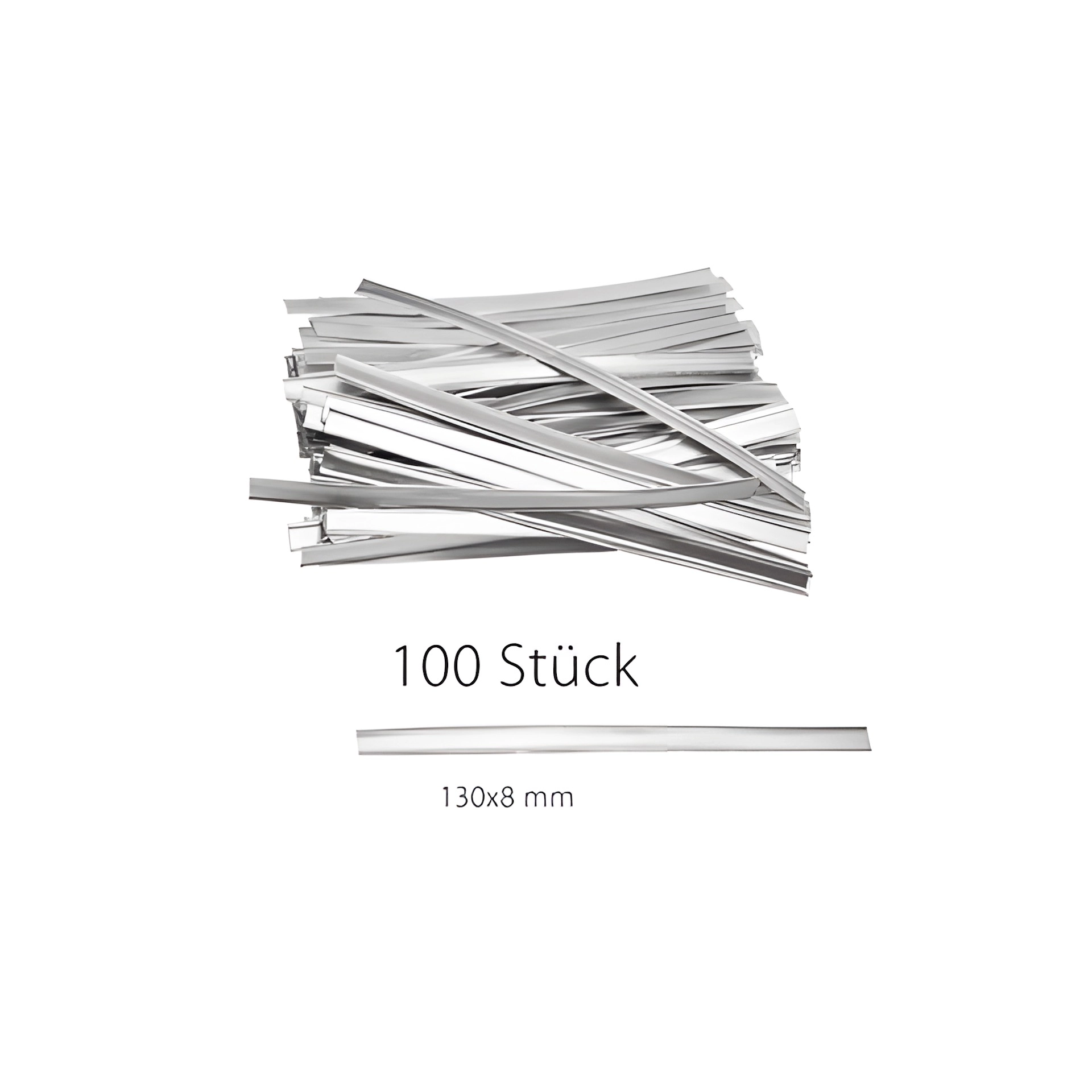 Clipbandverschlüsse 130 x 8 mm silber, 100 Stück