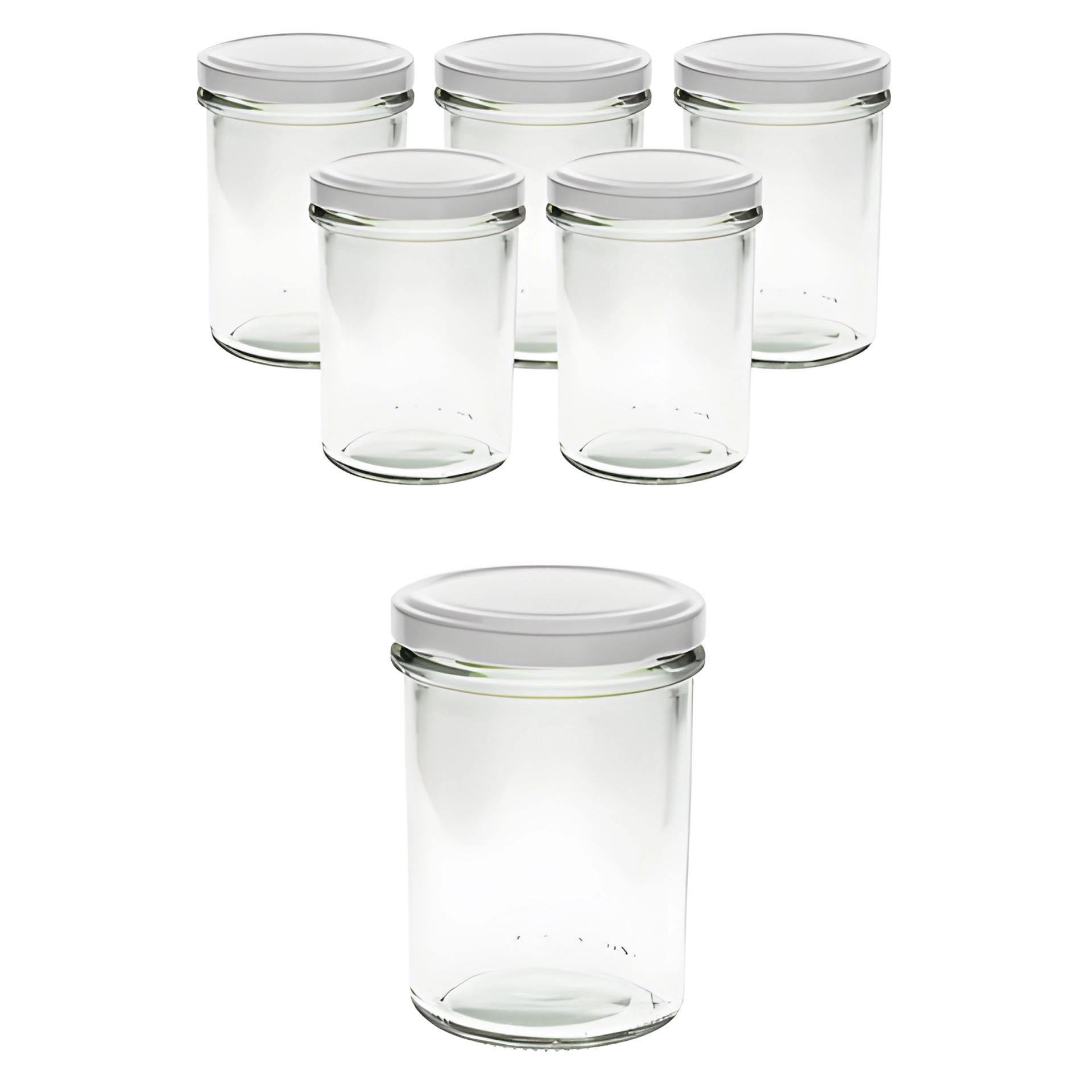 6er Set Sturzglas 230 ml hoch mit Deckel weiß