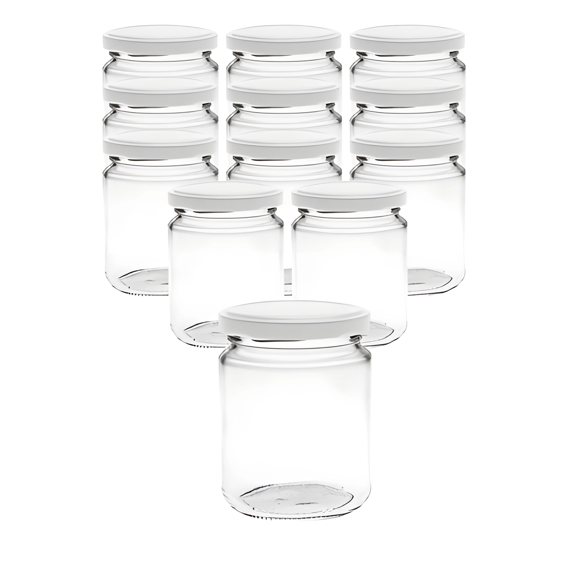 12er Set Rundglas 275 ml mit Deckel weiß