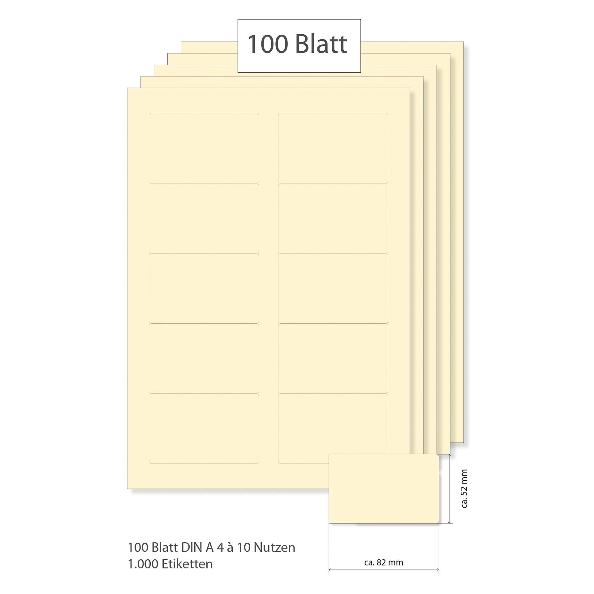 Etiketten 82 x 52 mm creme - 100 Blatt A4