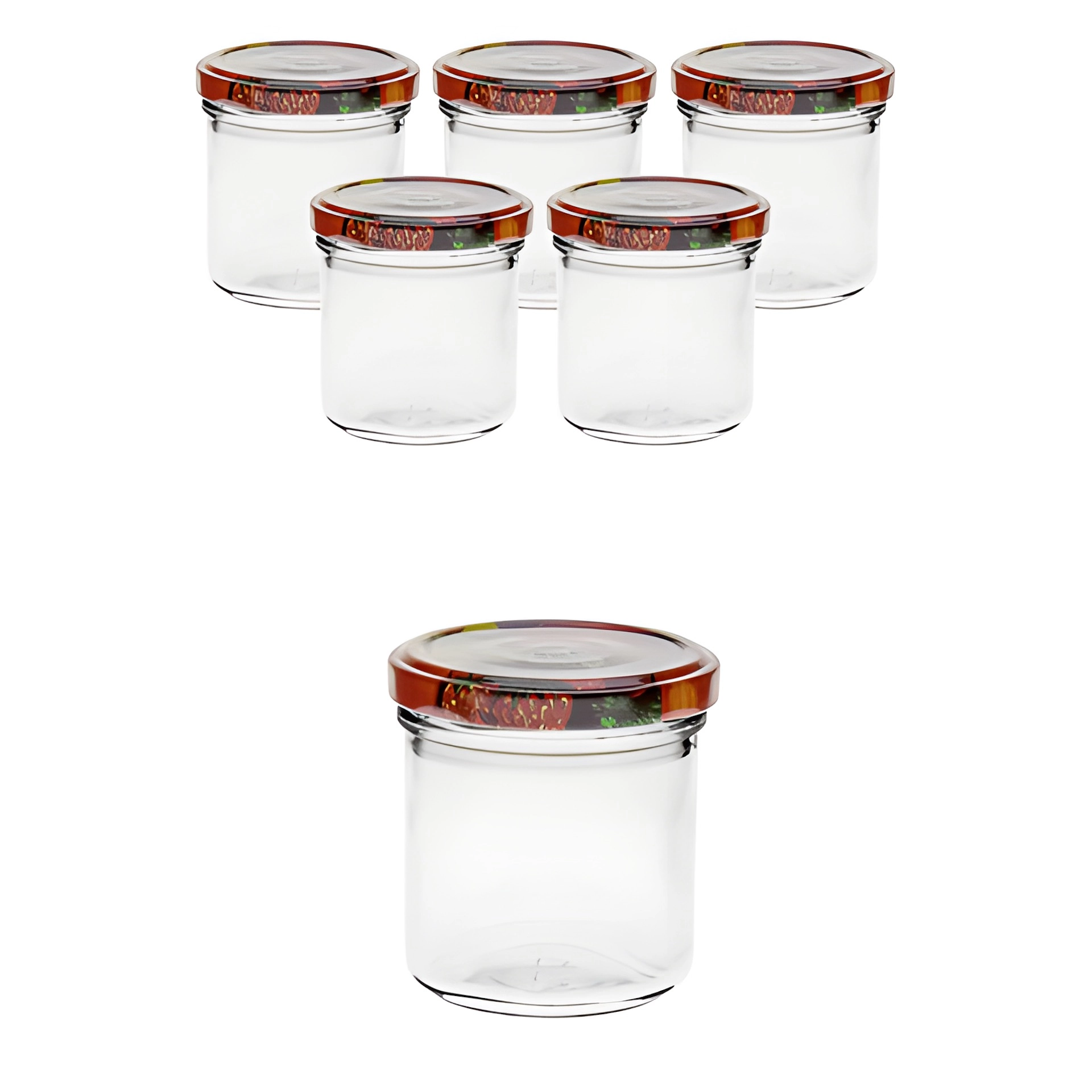 Sturzglas mit Deckel Obstdekor, 6er Set, 167 ml, Einmachglas