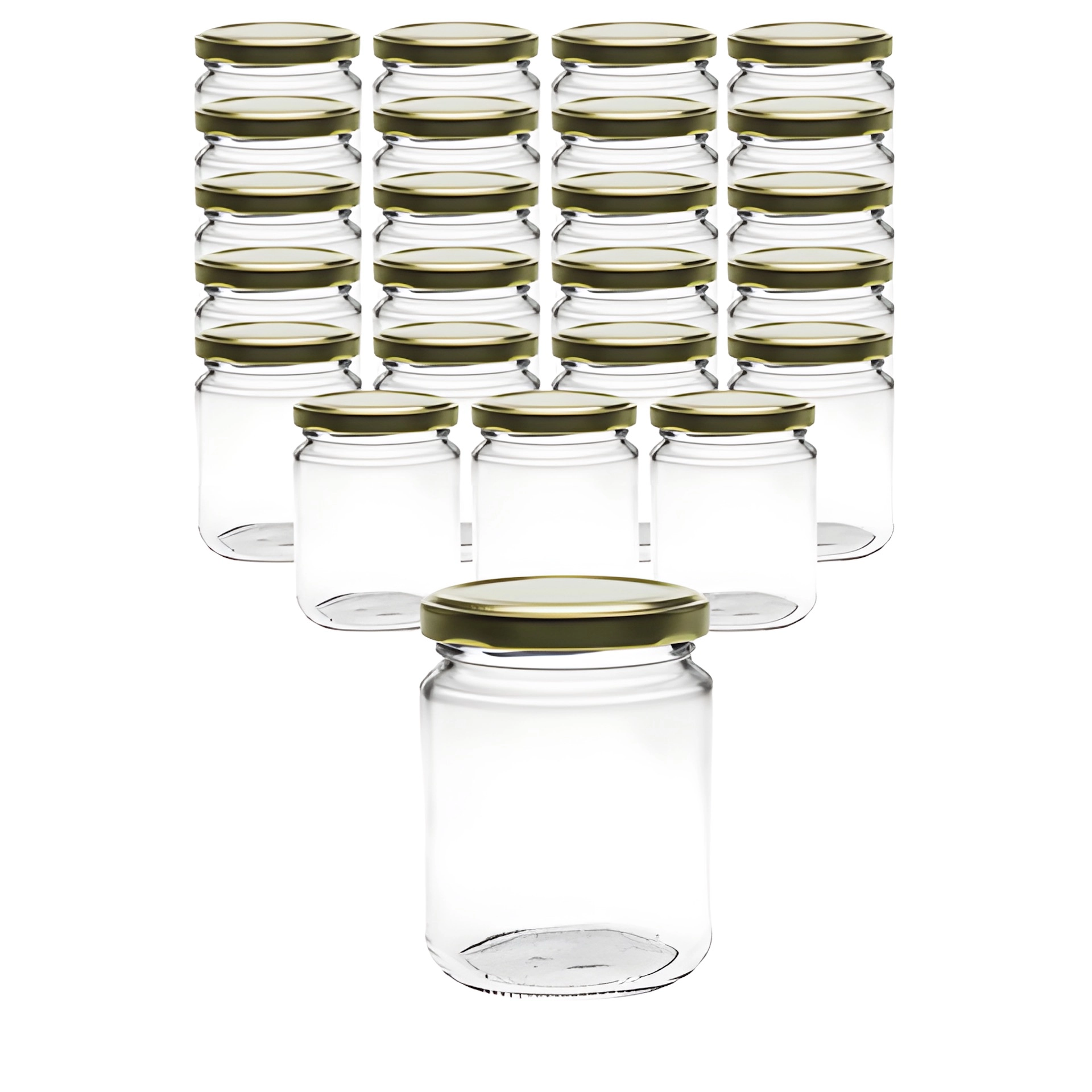 24er Set Rundglas 275 ml mit Deckel gold