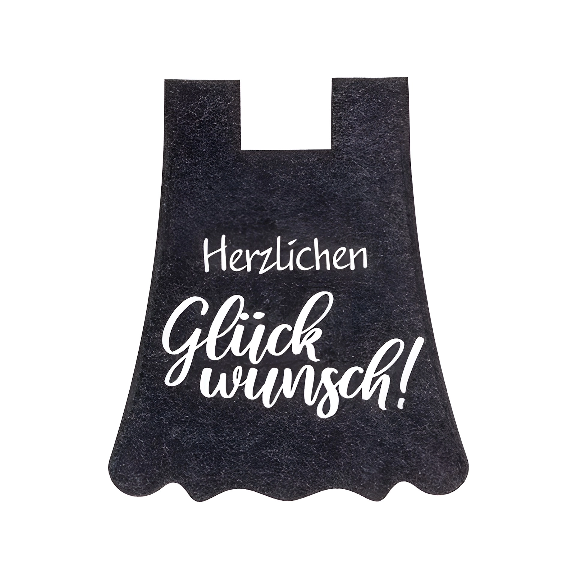 Flaschendeko Filzkleid mit 'Herzlichen Glückwunsch!' anthrazit