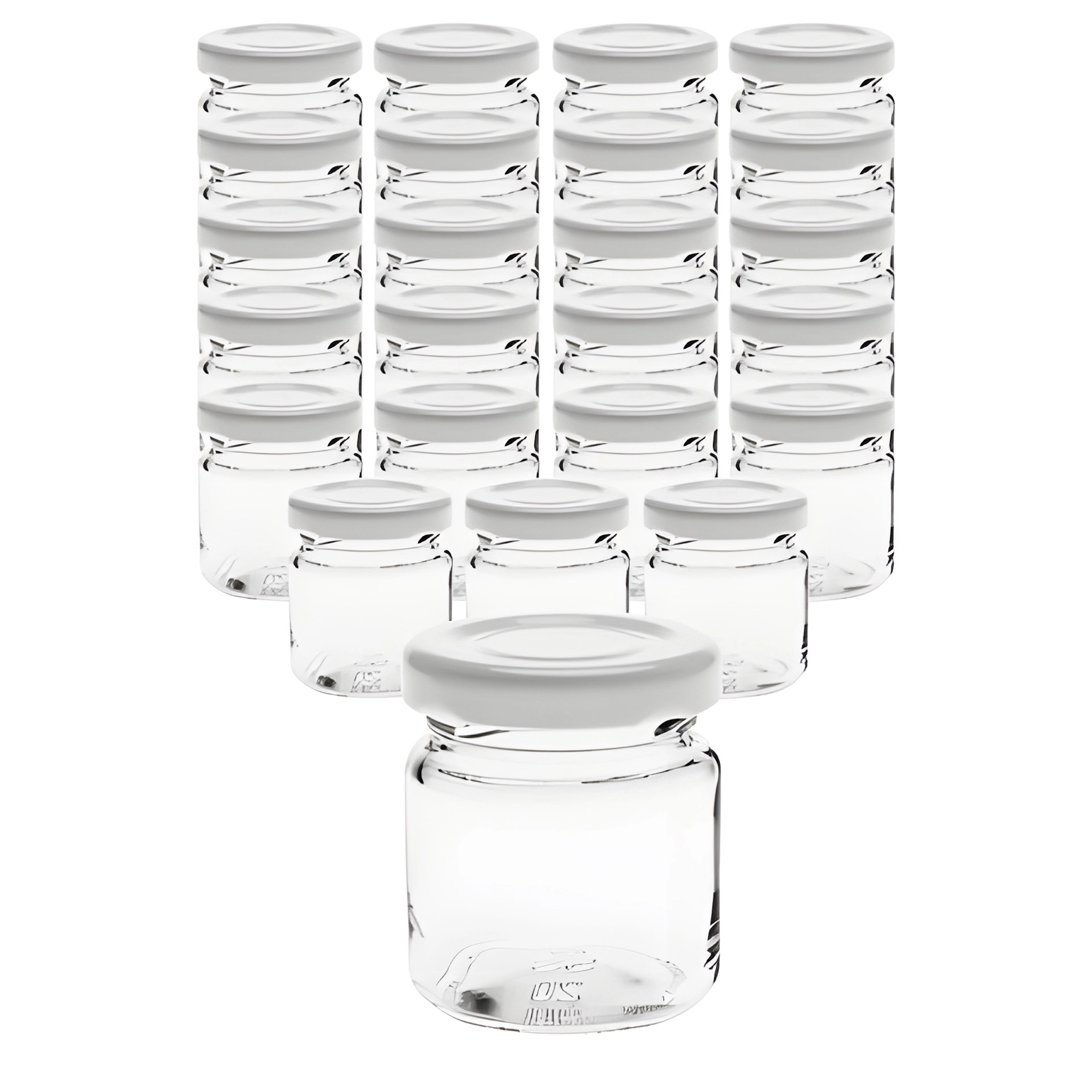 Rundglas mit Deckel weiß, 24er Set, 53 ml, 40 ml, Weiß, Twist-Off, Einmachglas