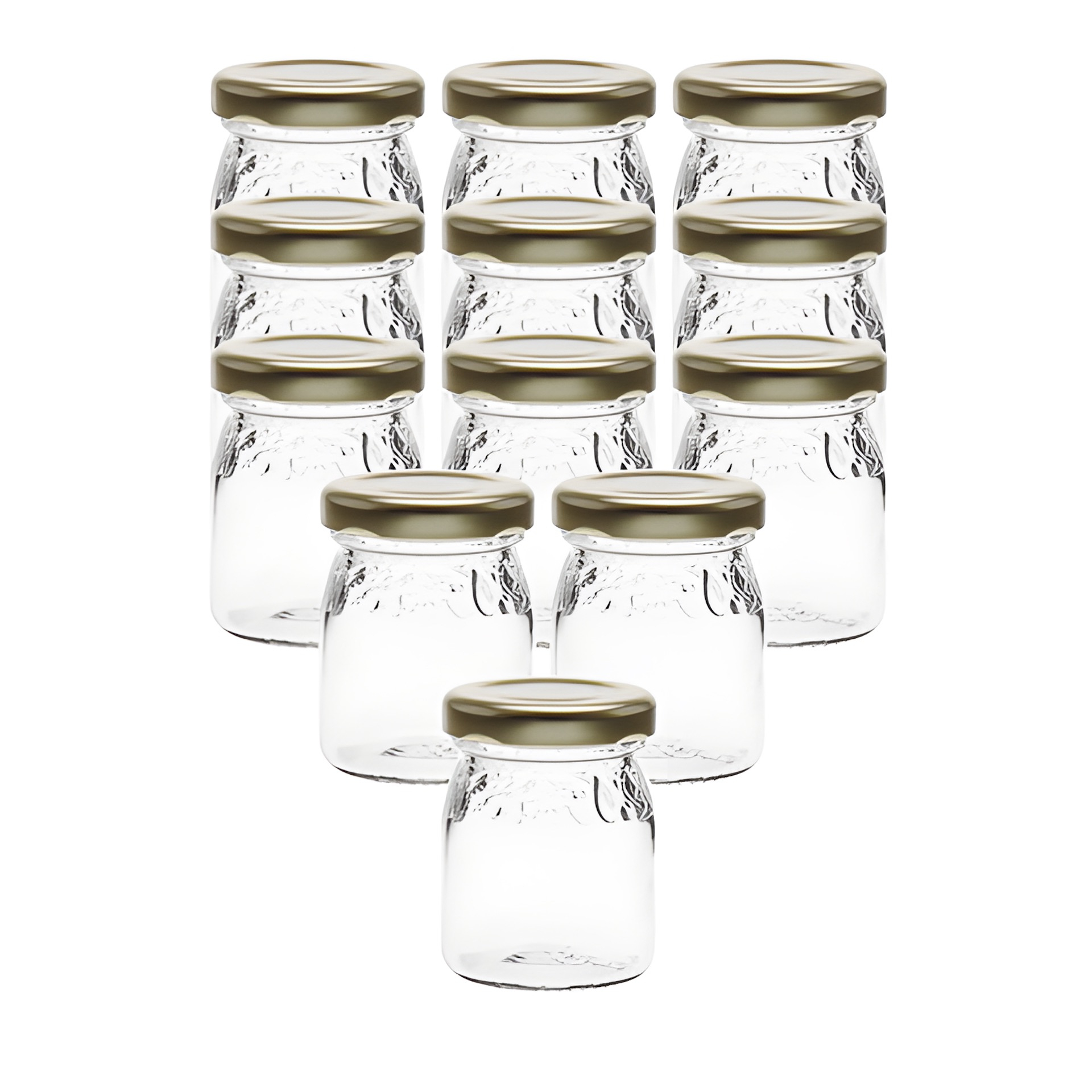 12er Set Schmuckglas 'Fruchtdekor' 50 ml mit Deckel gold