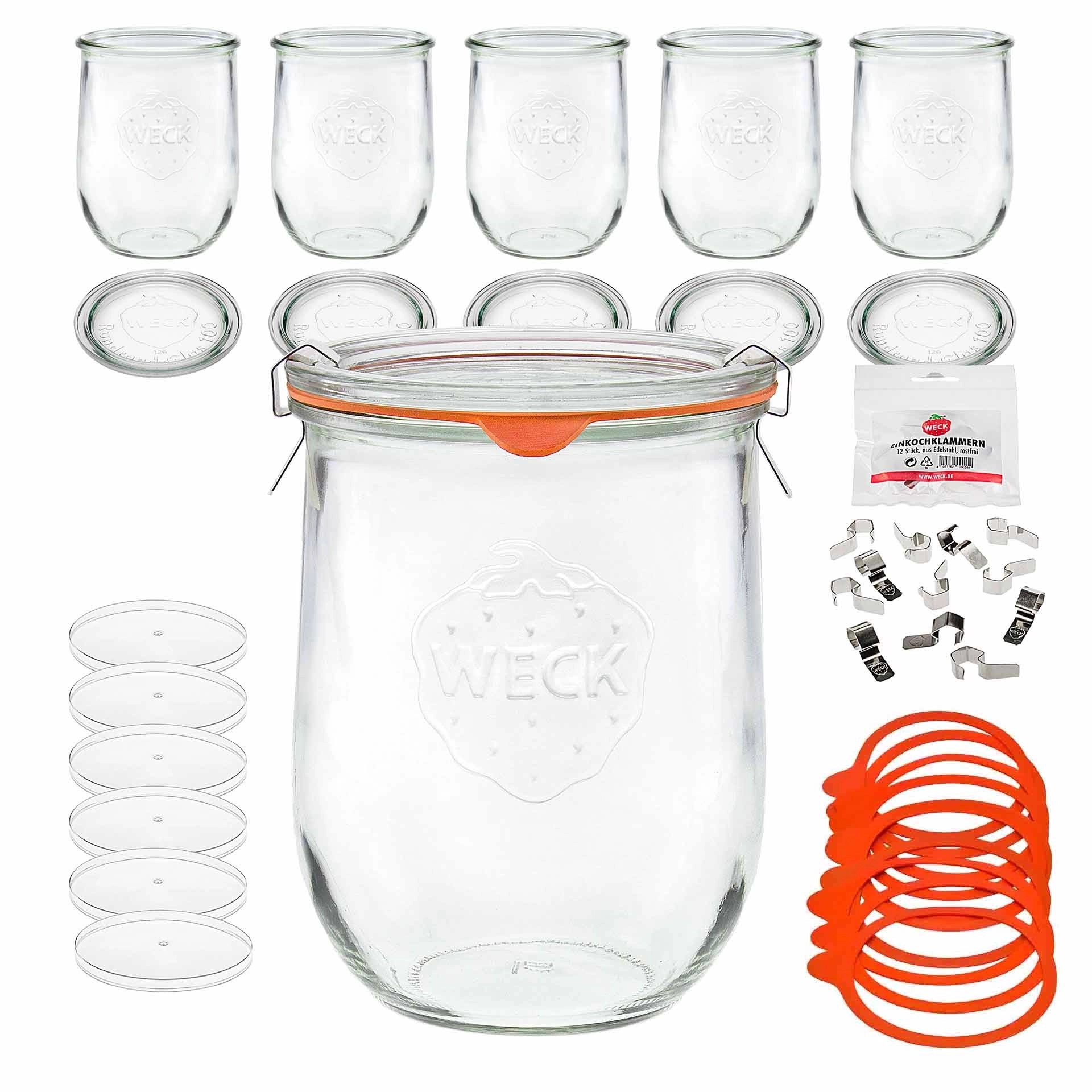 WECK-Tulpenglas 1062 ml mit Klarsichtdeckel, 6er Set