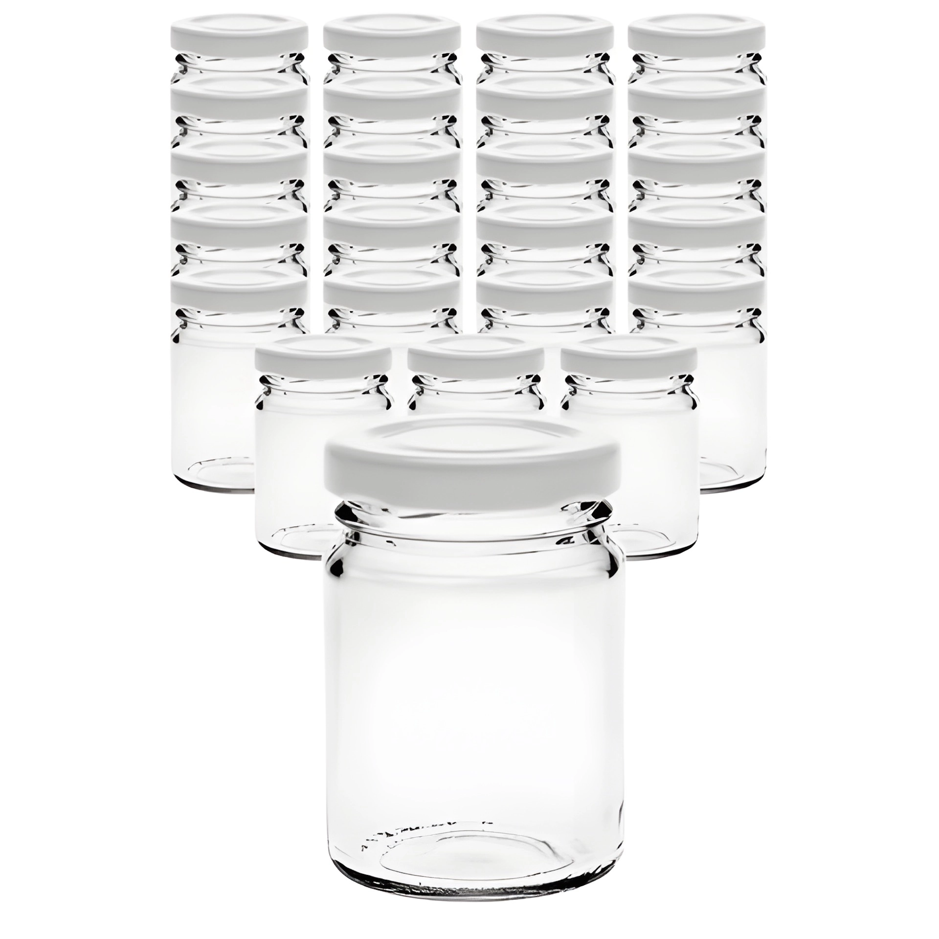 24er Set Pott 106 ml mit Deckel weiß