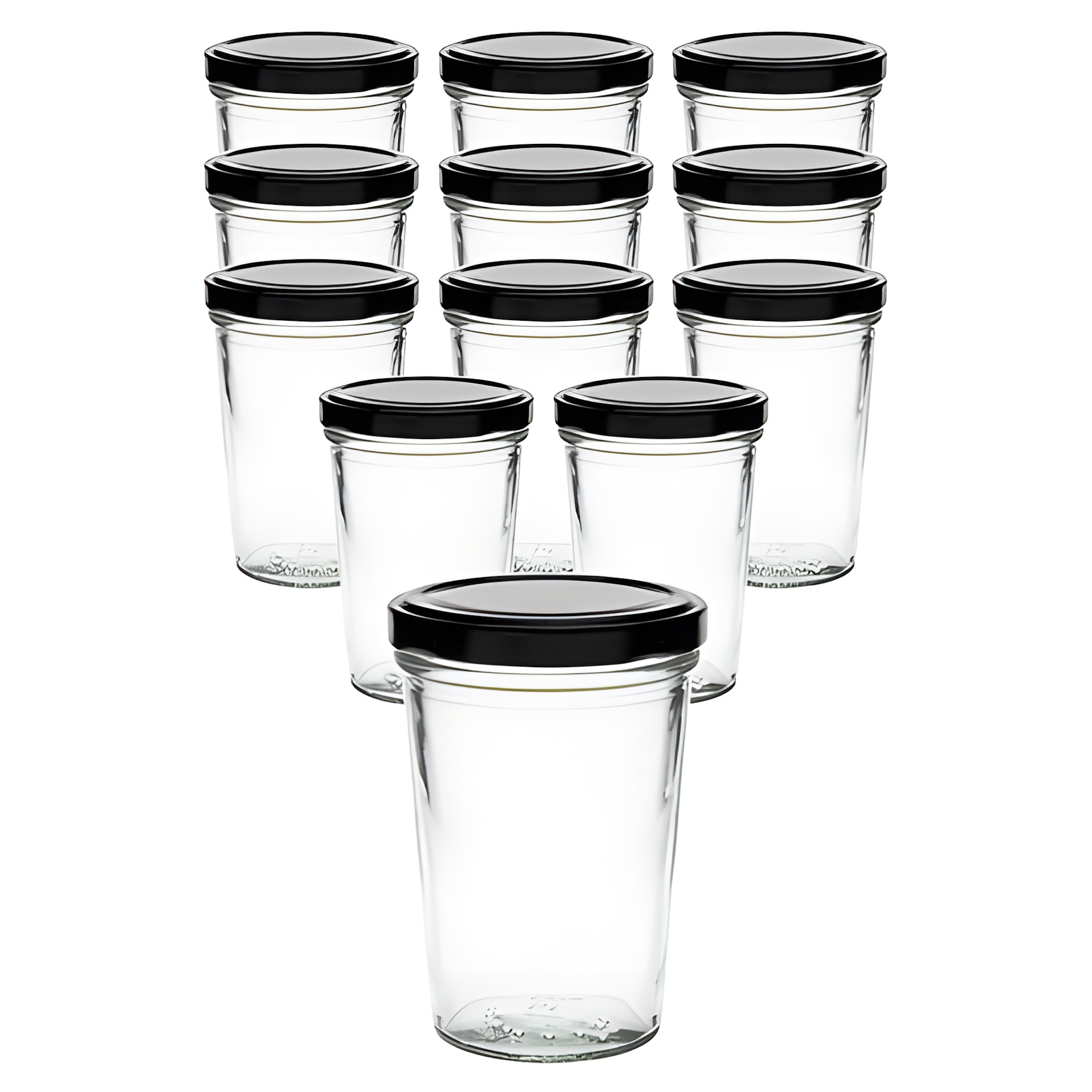 12er Set Becherglas 150 ml TO 66 mit Deckel schwarz