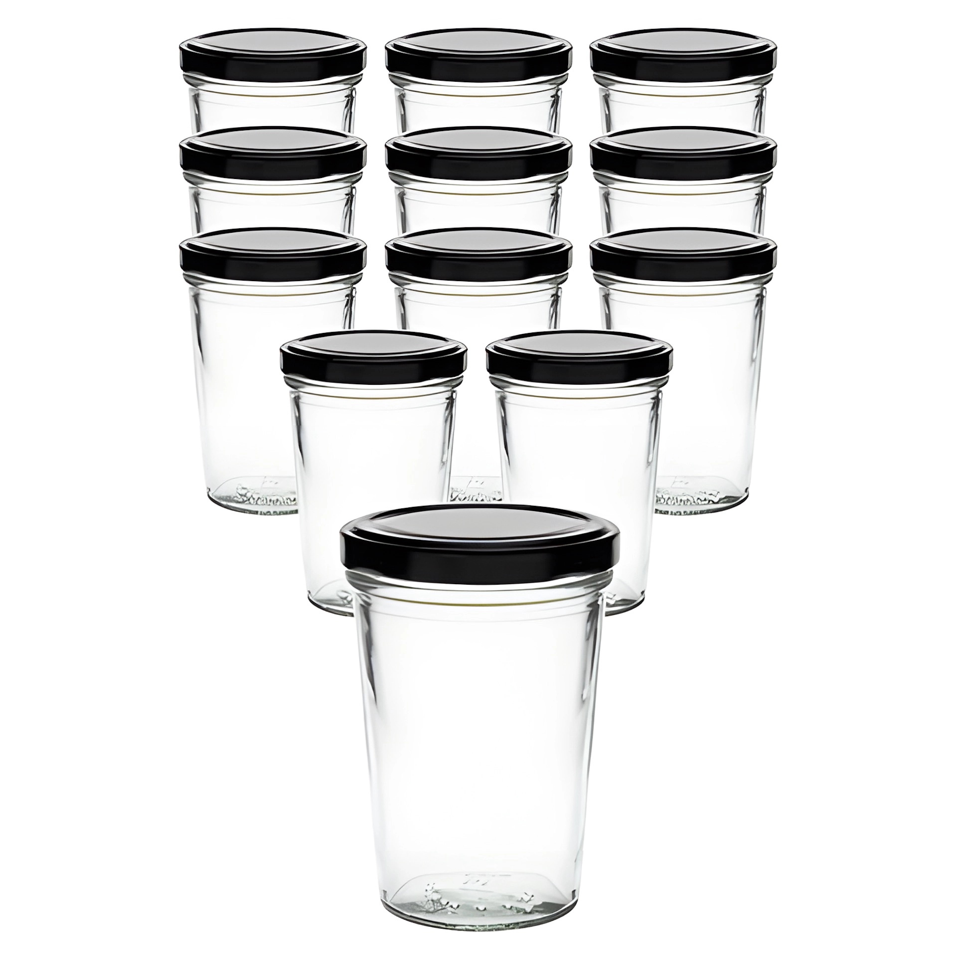 12er Set Becherglas 150 ml TO 66 mit Deckel schwarz