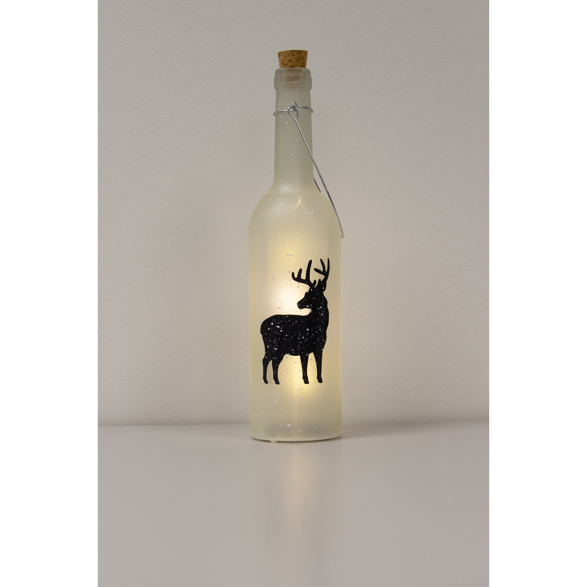 Deko-Flaschenlampe 'Hirsch im Schnee' 30 cm, 5 LEDs