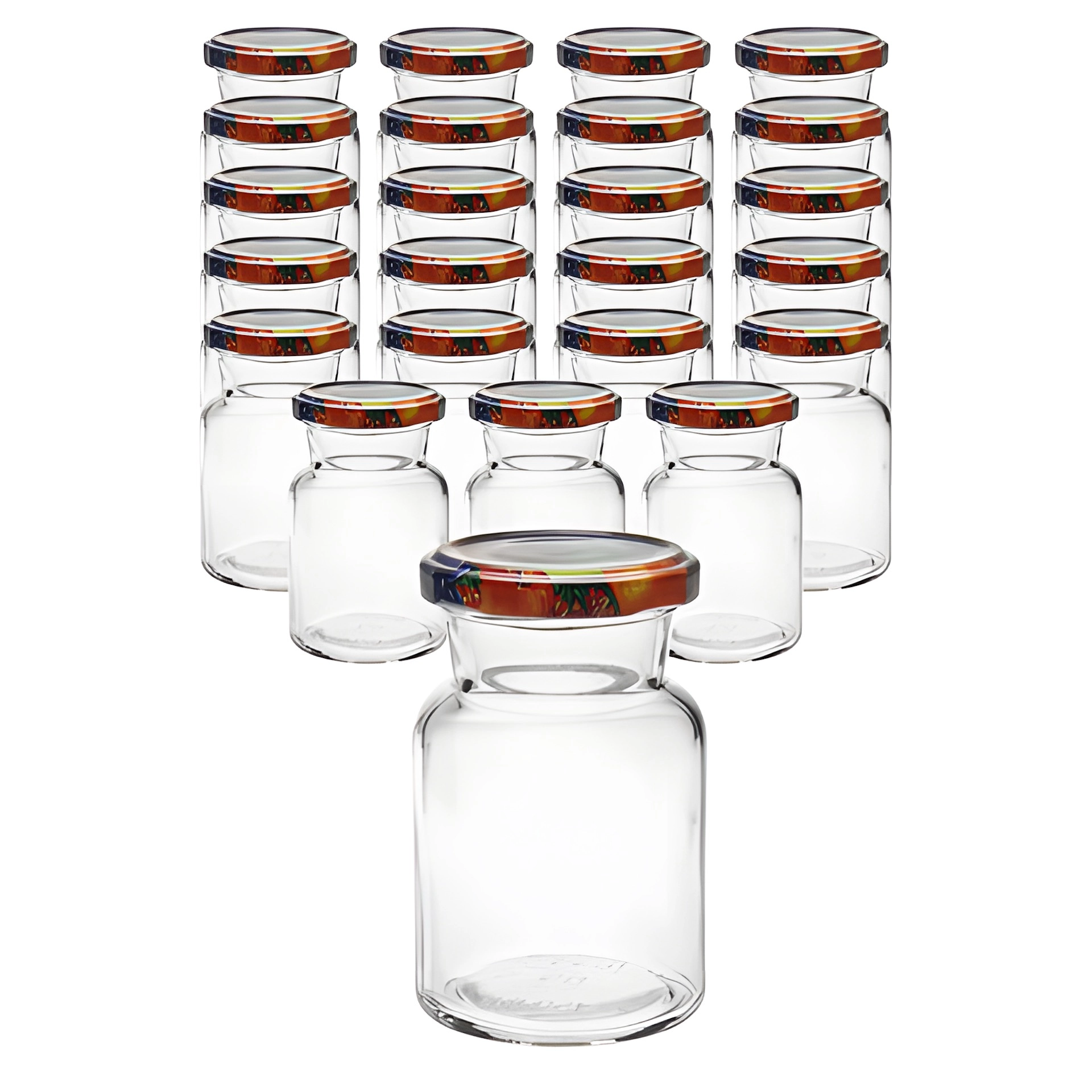 24er Set Rundglas 150 ml mit Deckel Obstdekor