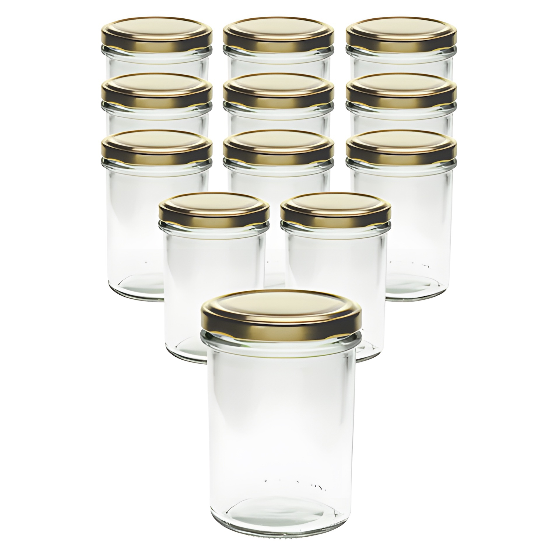 12er Set Sturzglas 230 ml hoch mit Deckel gold