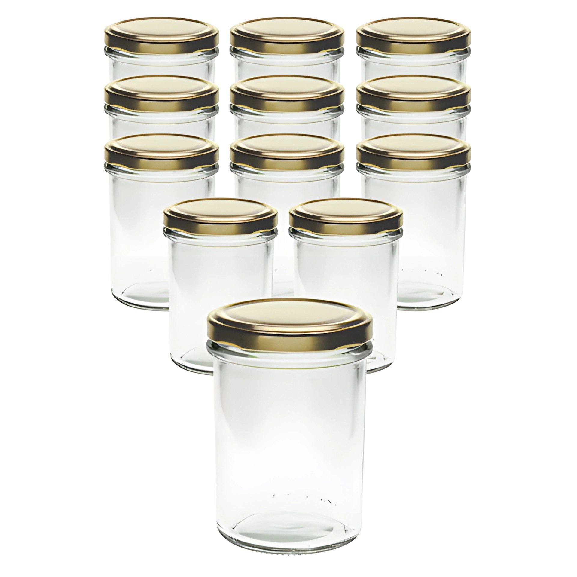 12er Set Sturzglas 230 ml hoch mit Deckel gold