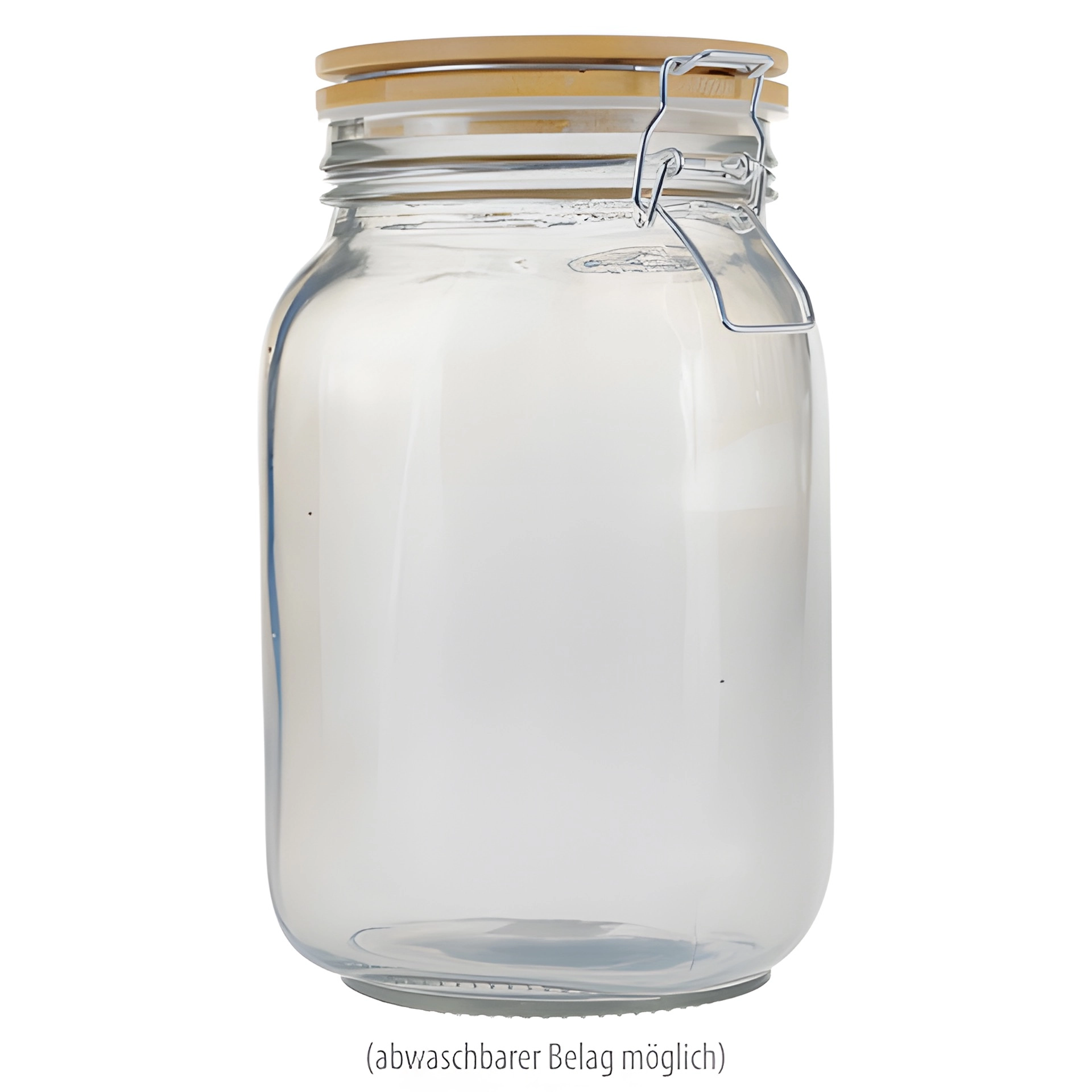 Bügelglas 1500 ml eckig mit Bambusdeckel