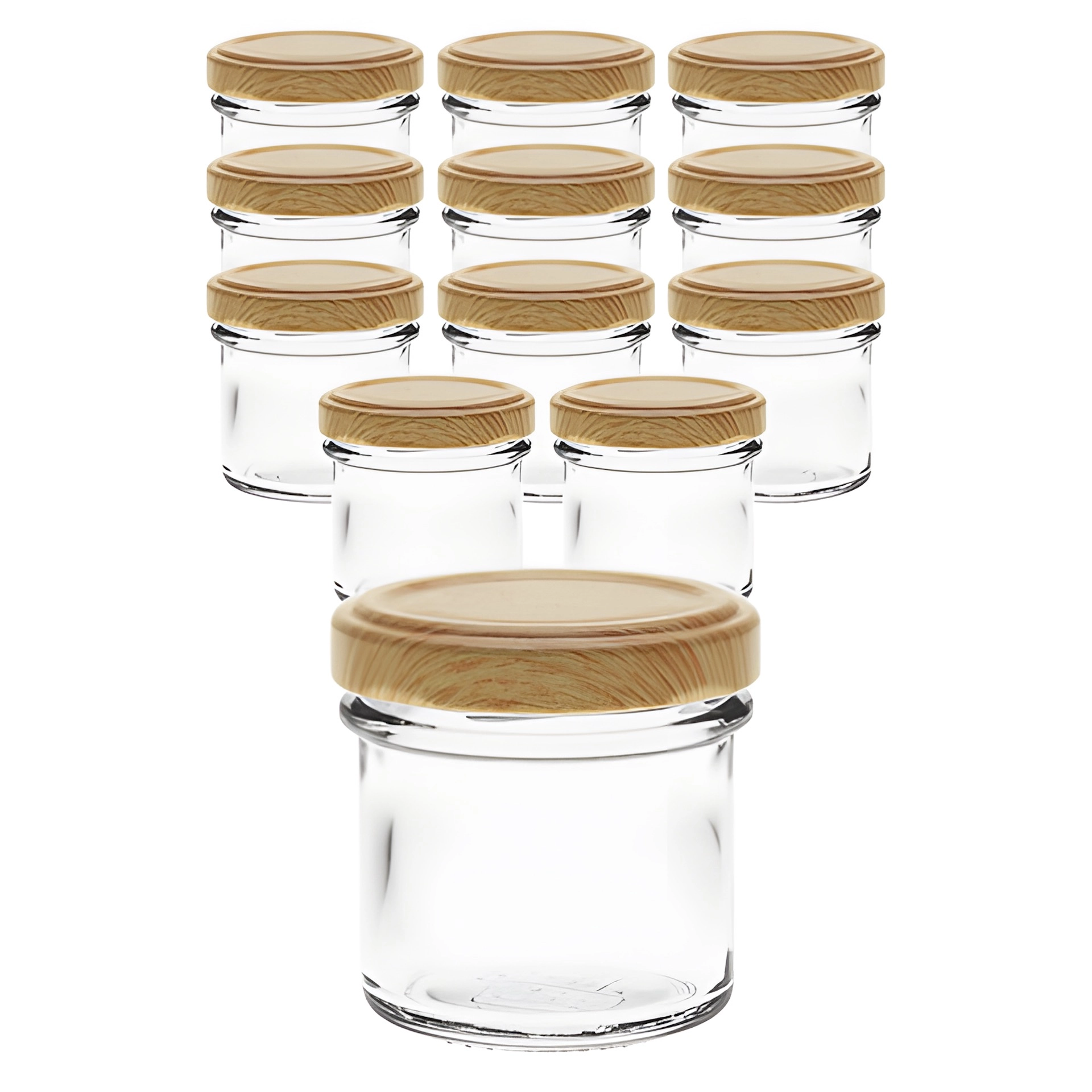 12er Set Ingenio 72 ml mit Deckel Holzdekor