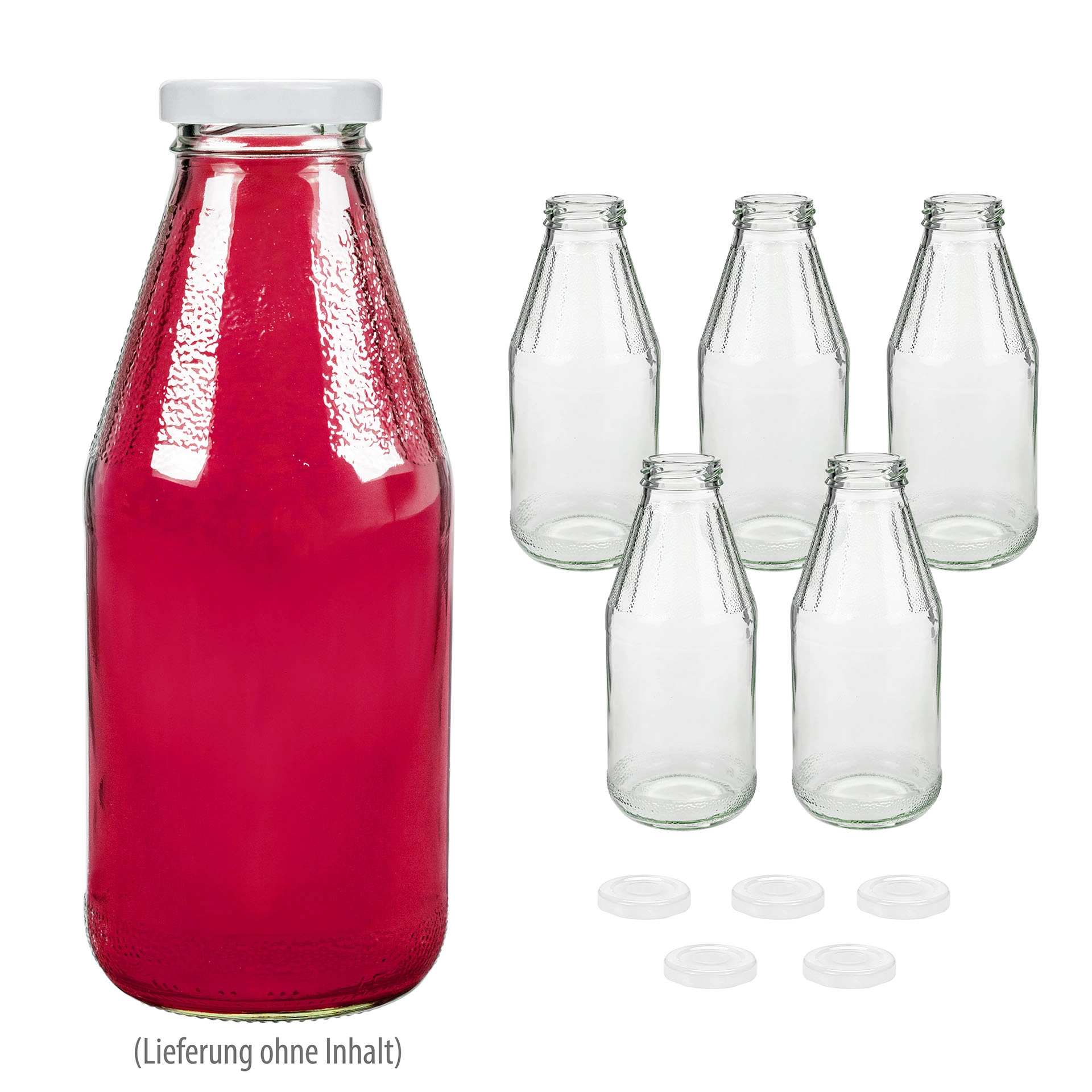 Weithalsflasche 500 ml mit Facetten, 6er Set