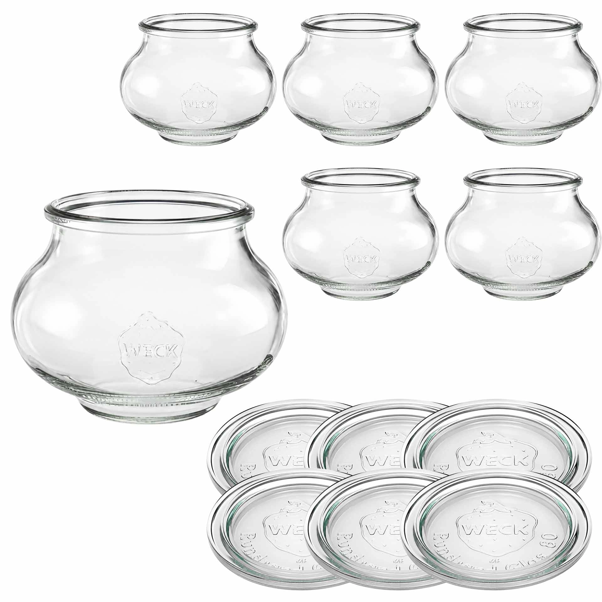 WECK-Schmuckglas 560 ml mit Glasdeckel, 6 Stück