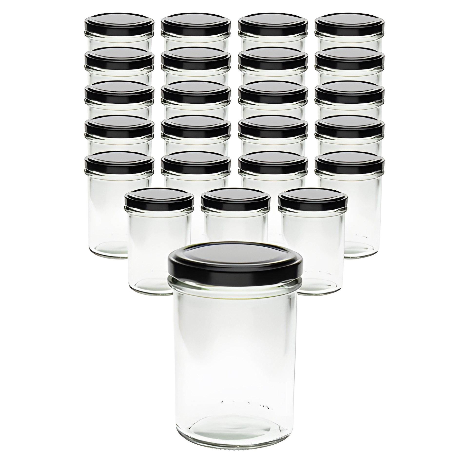 24er Set Sturzglas 230 ml hoch mit Deckel schwarz