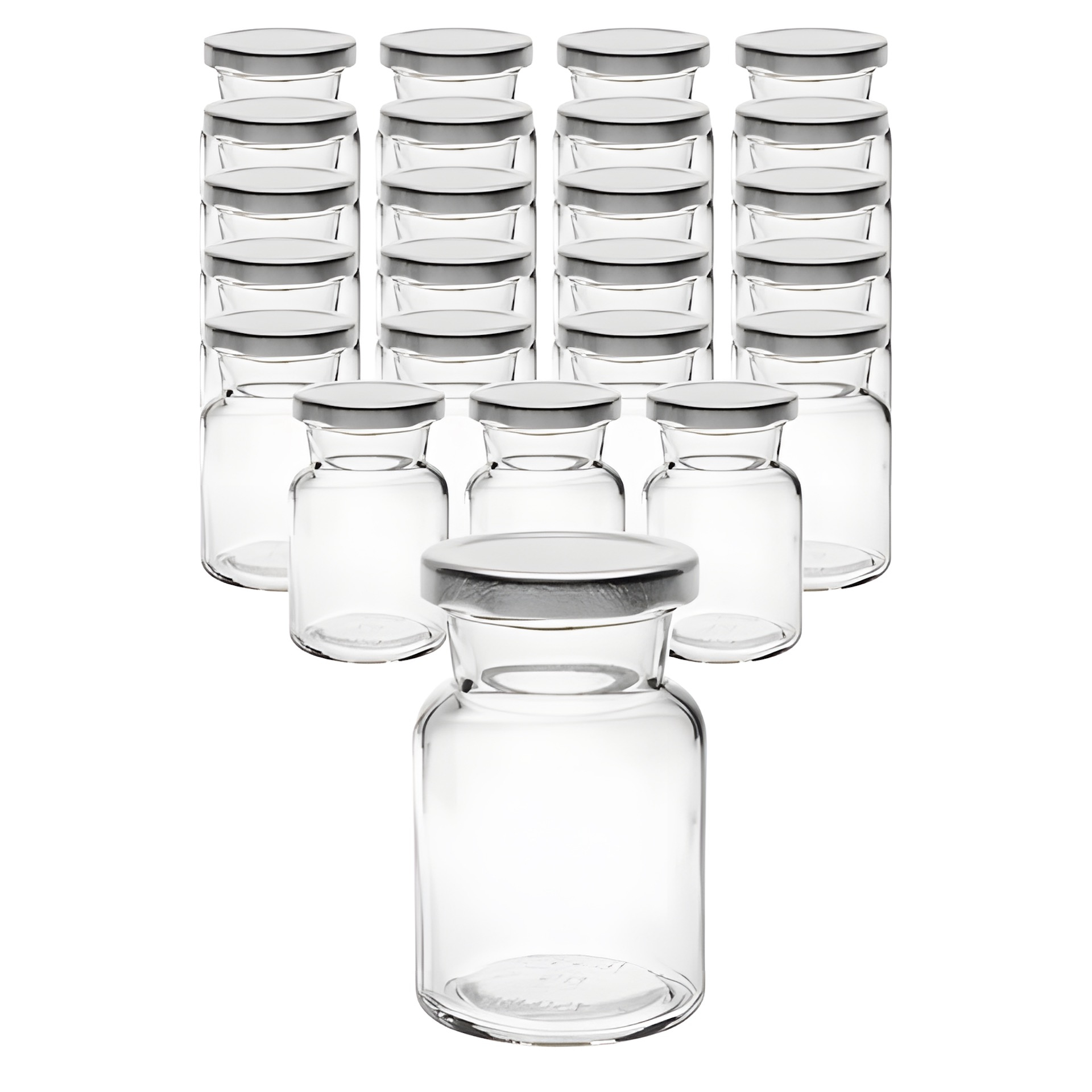 24er Set Rundglas 150 ml mit Deckel silber
