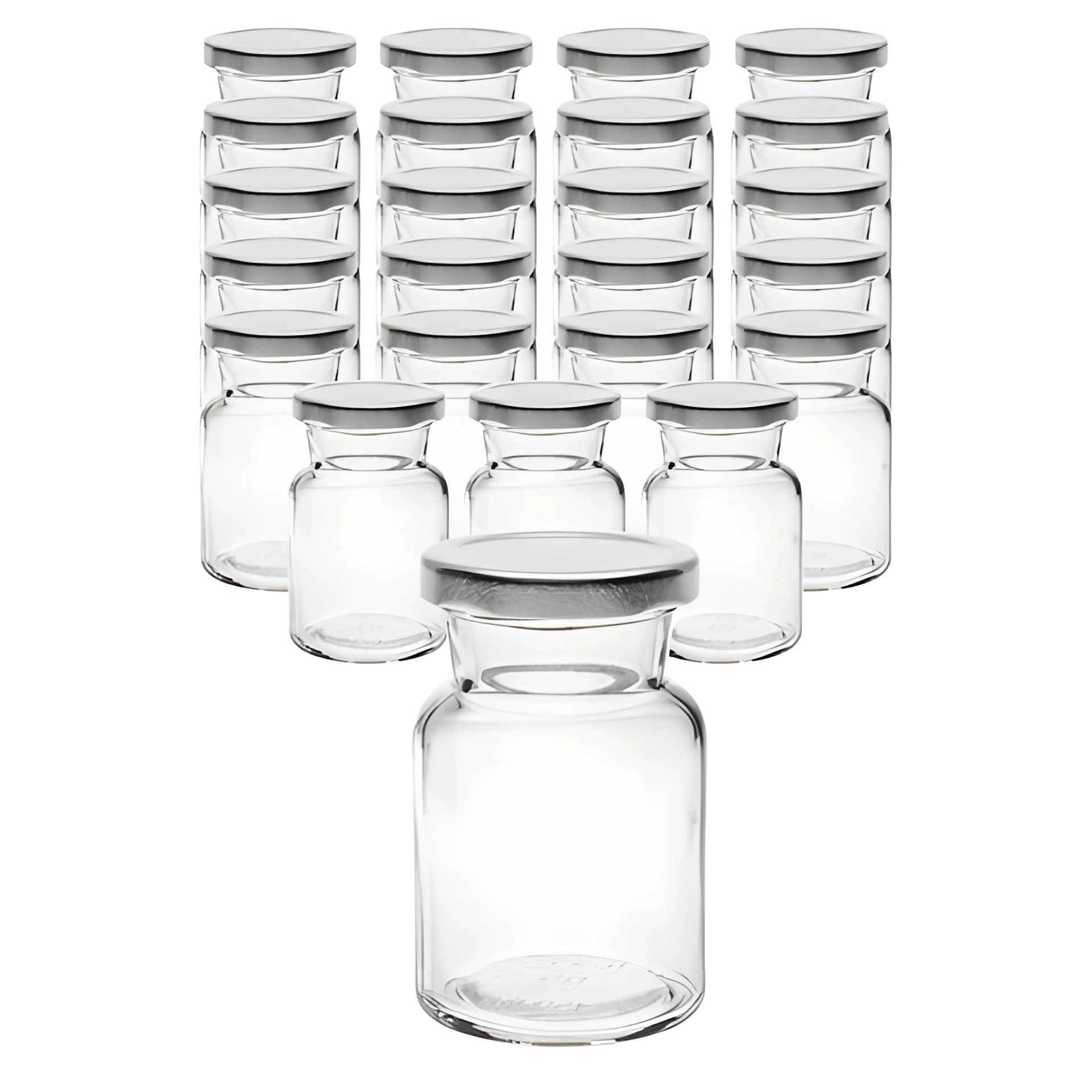 24er Set Rundglas 150 ml mit Deckel silber